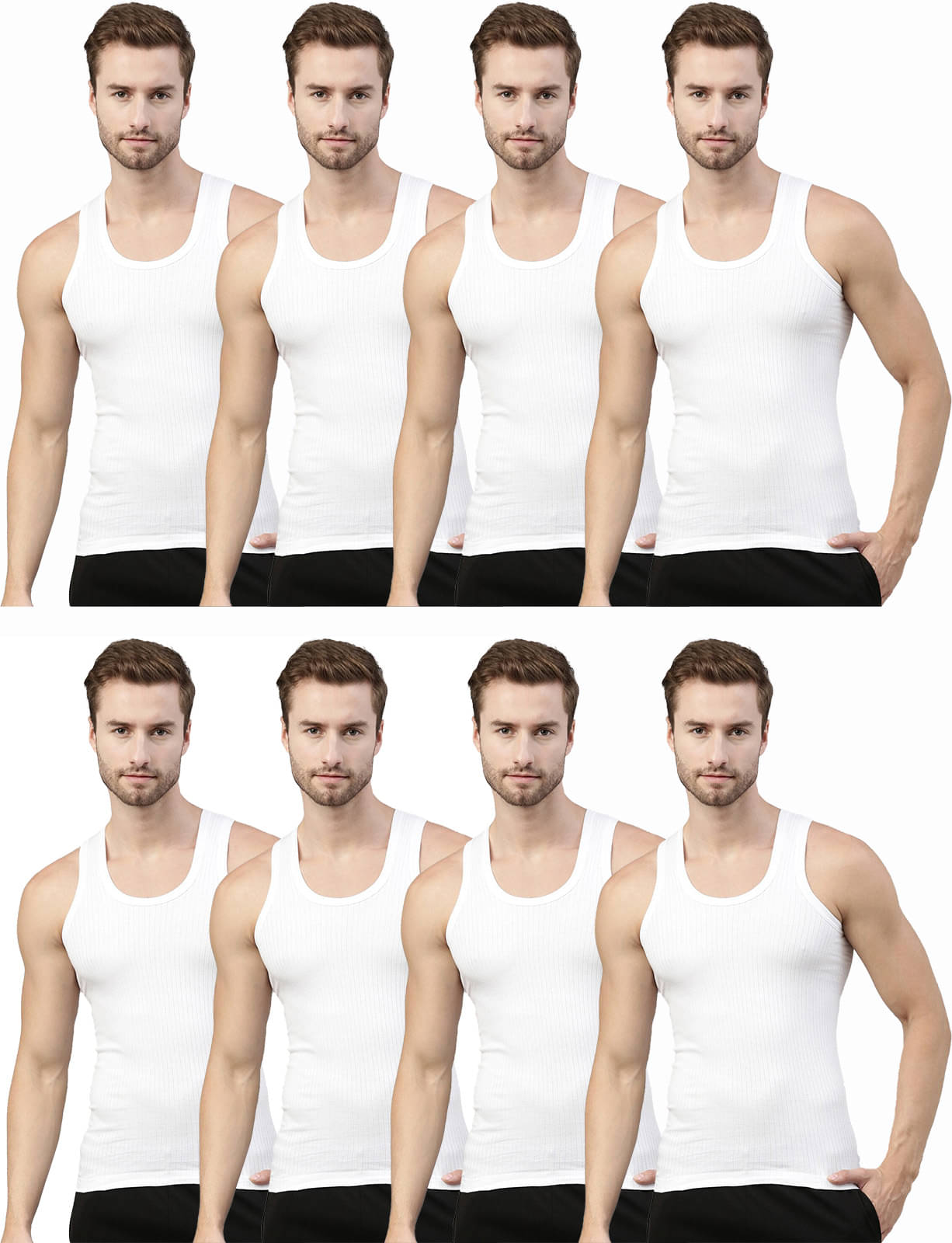     			Dixcy Scott Pack of 8 Cotton Basic Vest For Men ( White )