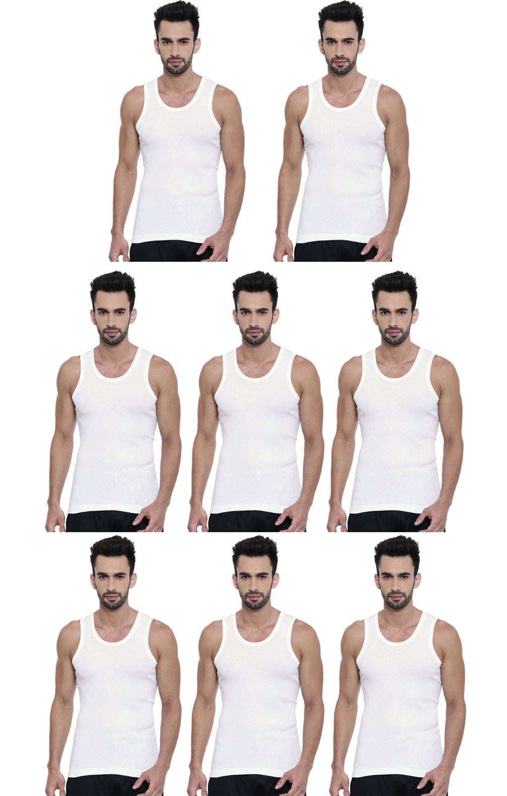 Dixcy Scott Pack of 8 Cotton Basic Vest For Men ( White ) Dixcy Scott Pack of 8 Cotton Basic Vest For Men ( White )