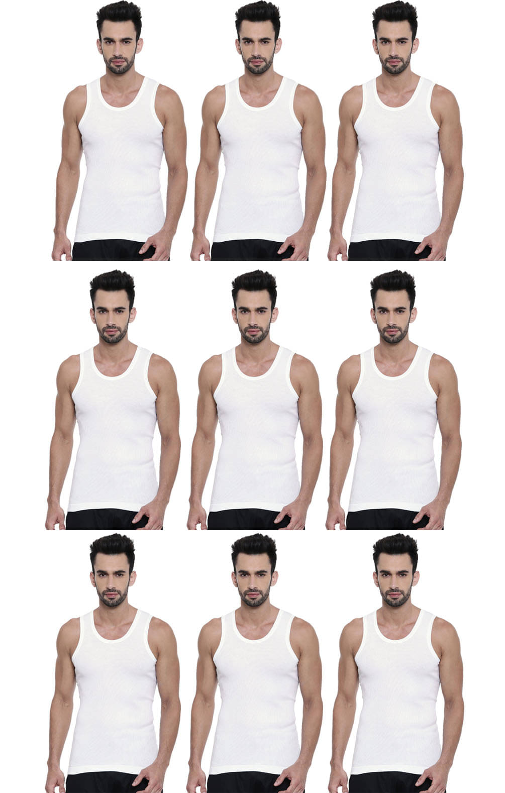     			Dixcy Scott Pack of 9 Cotton Basic Vest For Men ( White )