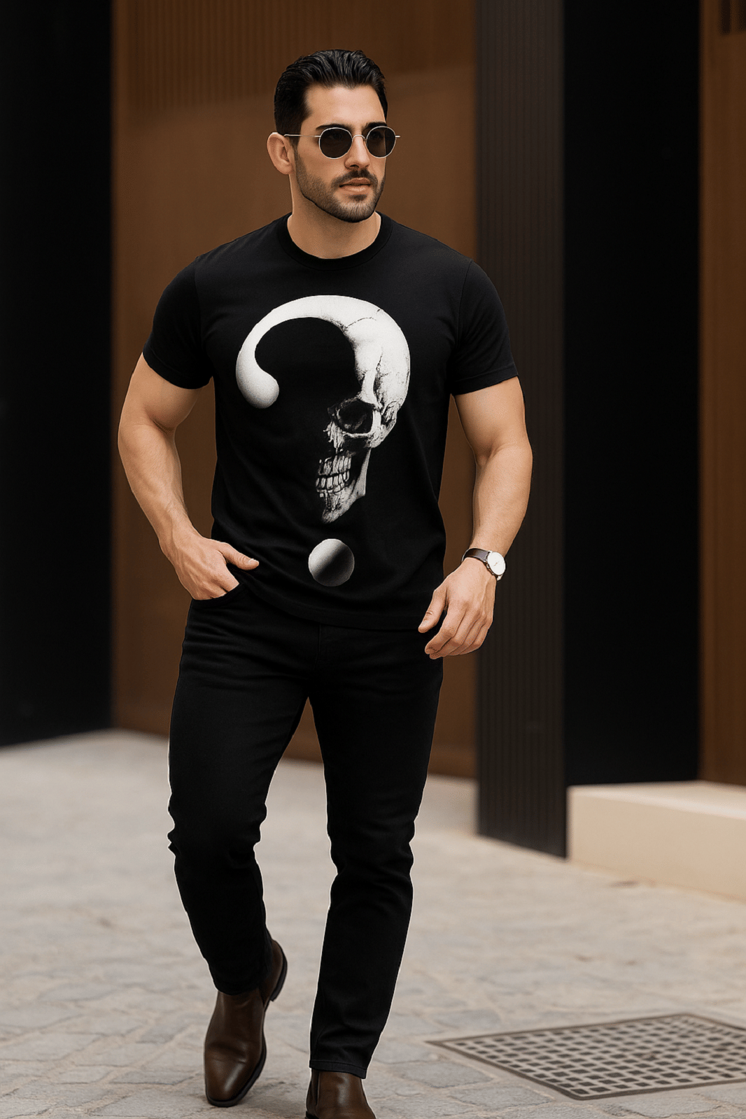     			FLIRTY SOUL Men Polyester Regular Fit Printed T-Shirt ( Black )