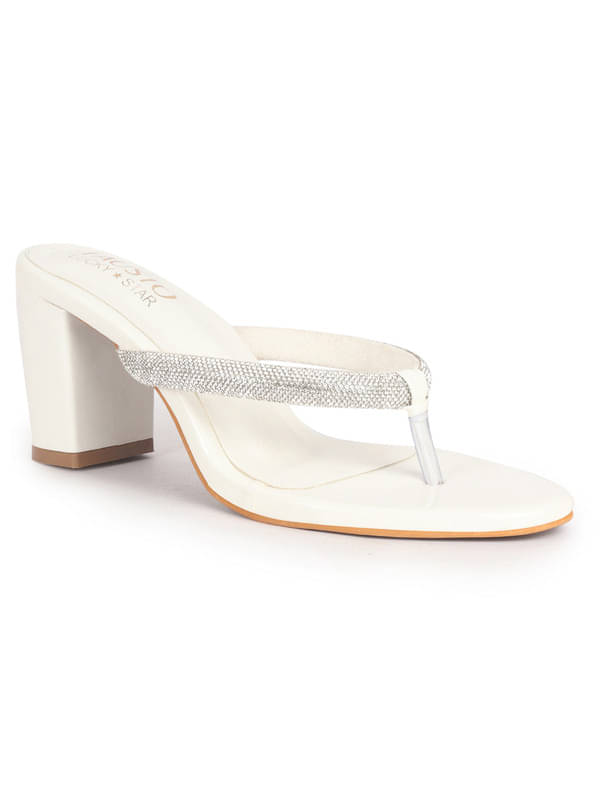     			Fausto White Women's Sandal Heels