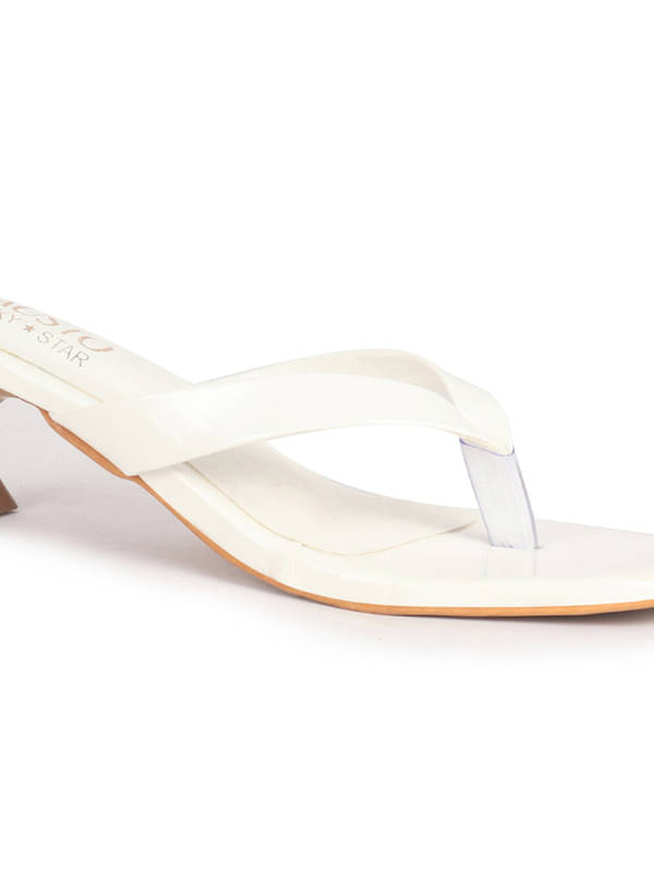     			Fausto White Women's Sandal Heels
