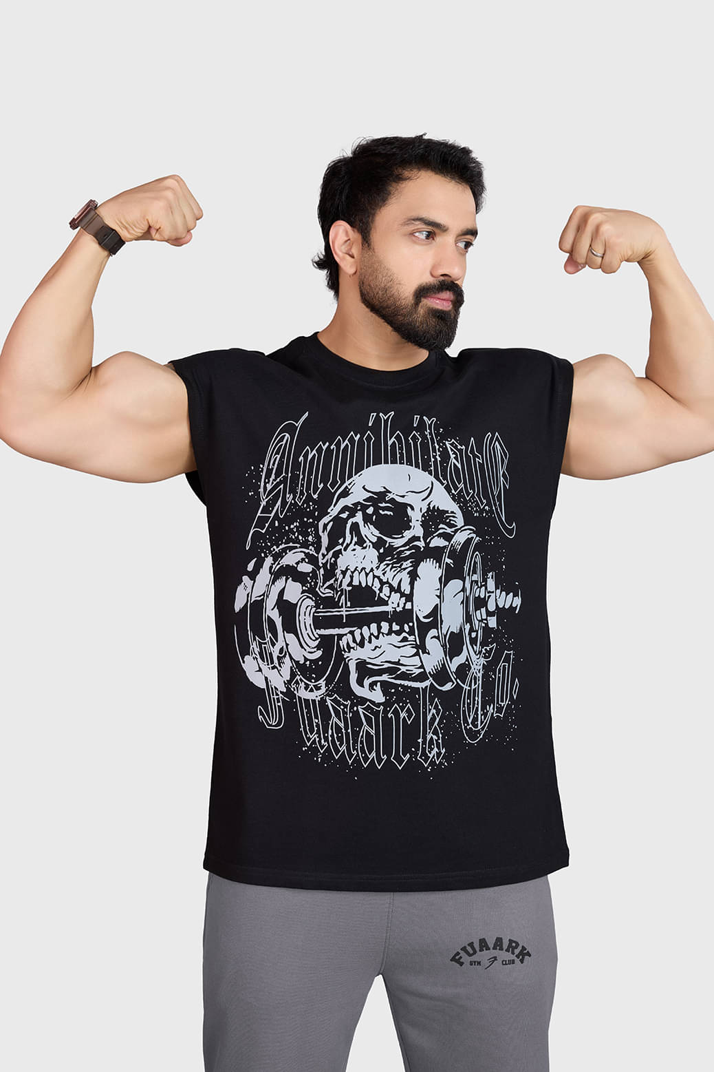 Fuaark Black Cotton Oversized Fit Men's Tanks ( Pack of 1 ) Fuaark Black Cotton Oversized Fit Men's Tanks ( Pack of 1 )