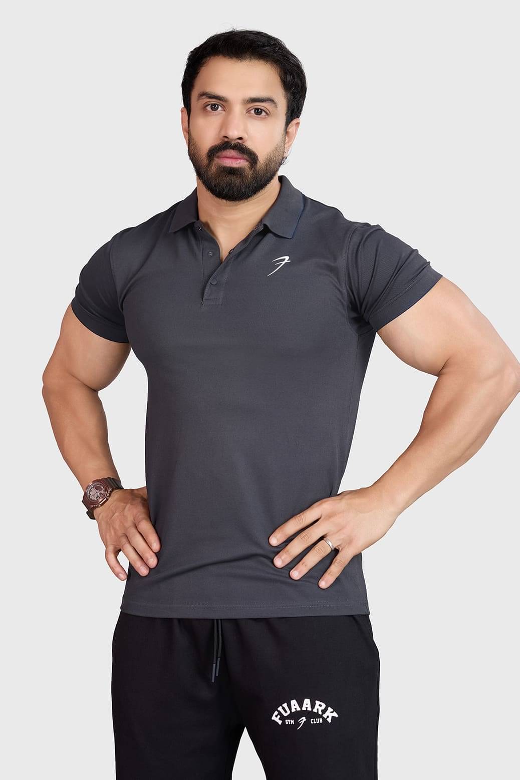 Fuaark Grey Polyester Slim Fit Men's Sports T-Shirt ( Pack of 1 ) Fuaark Grey Polyester Slim Fit Men's Sports T-Shirt ( Pack of 1 )
