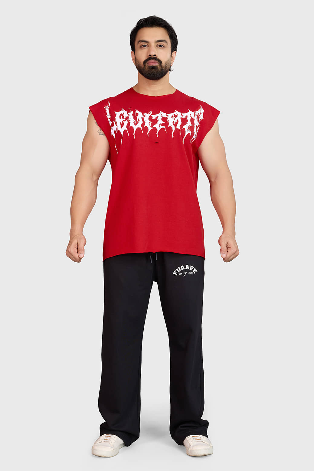 Fuaark Red Cotton Oversized Fit Men's Tanks ( Pack of 1 )