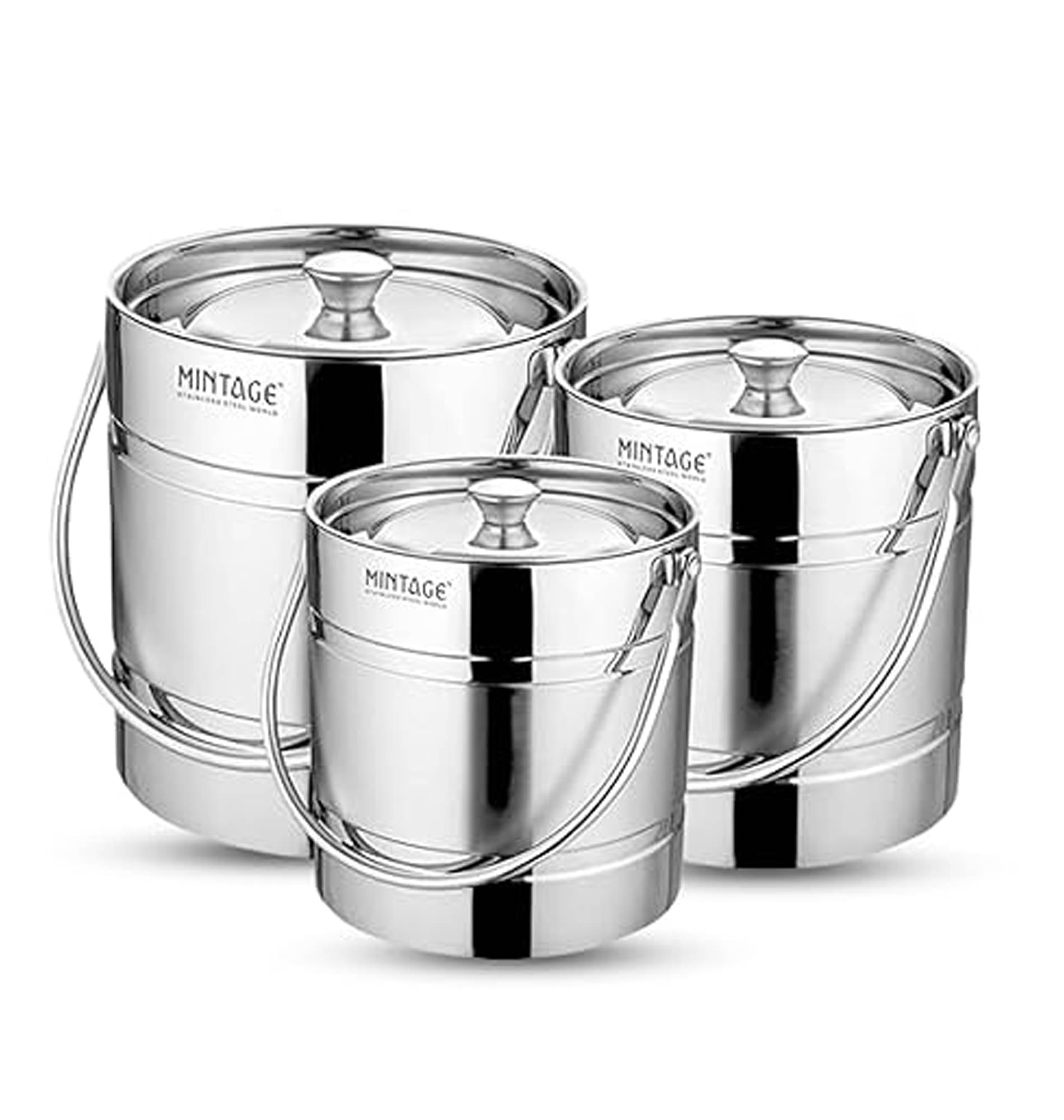     			Generic Steel Silver Multi-Purpose Container ( Set of 3 )