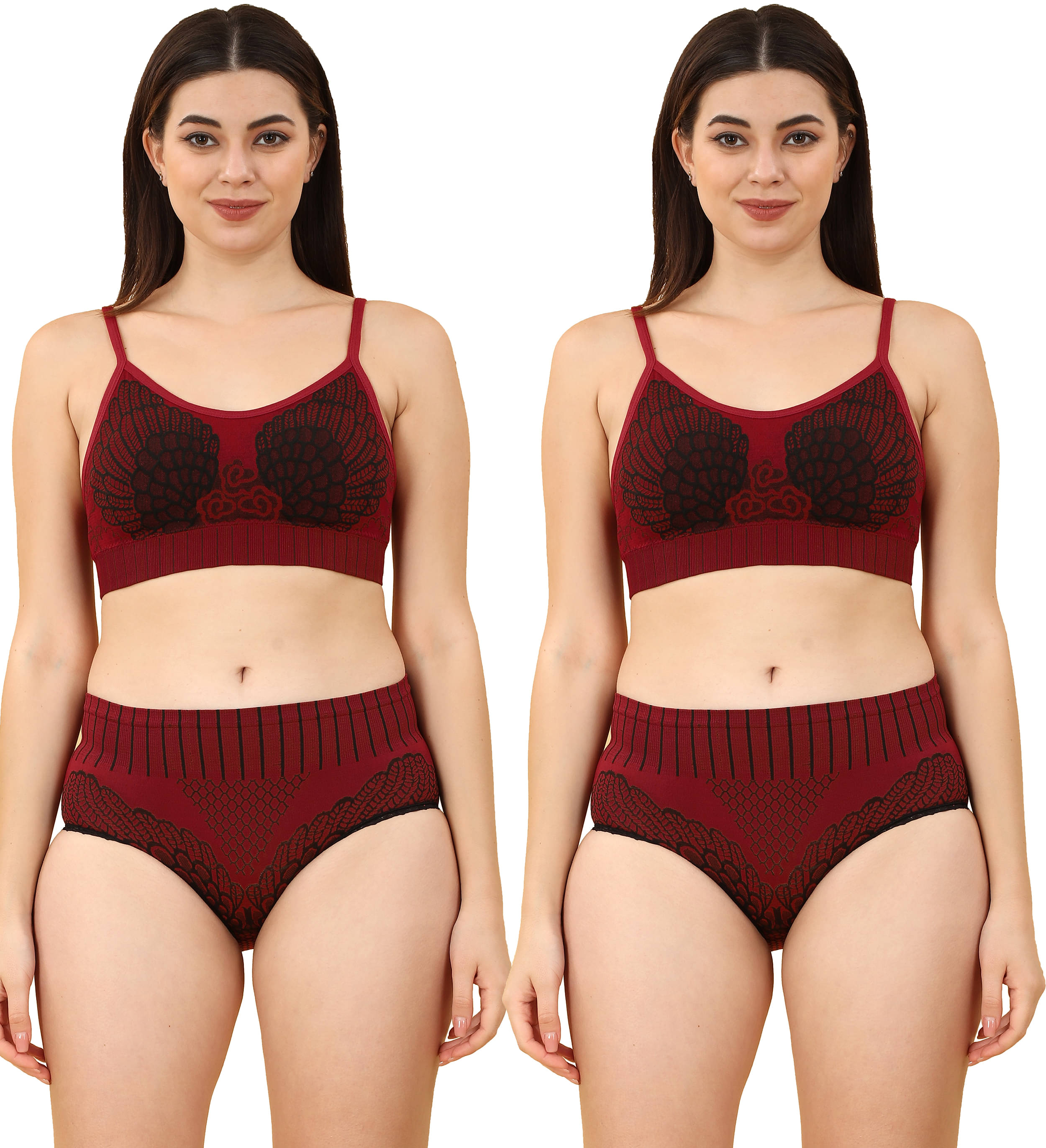 Gopalvilla Cotton Lightly Padded Bra & Panty Set ( Maroon , Pack of 2 ) Gopalvilla Cotton Lightly Padded Bra & Panty Set ( Maroon , Pack of 2 )