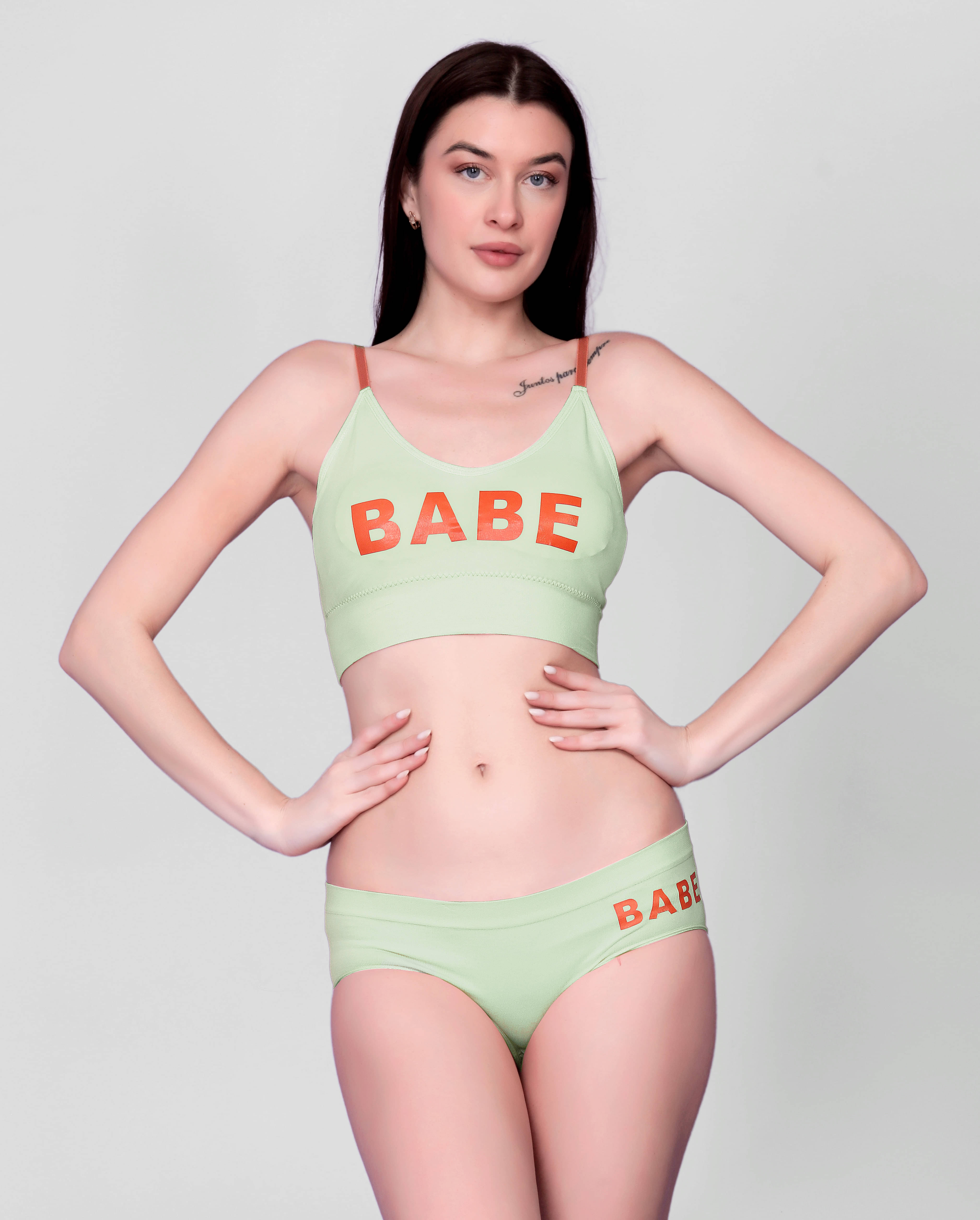     			Gopalvilla Nylon Lightly Padded Bra & Panty Set ( Sea Green , Pack of 1 )