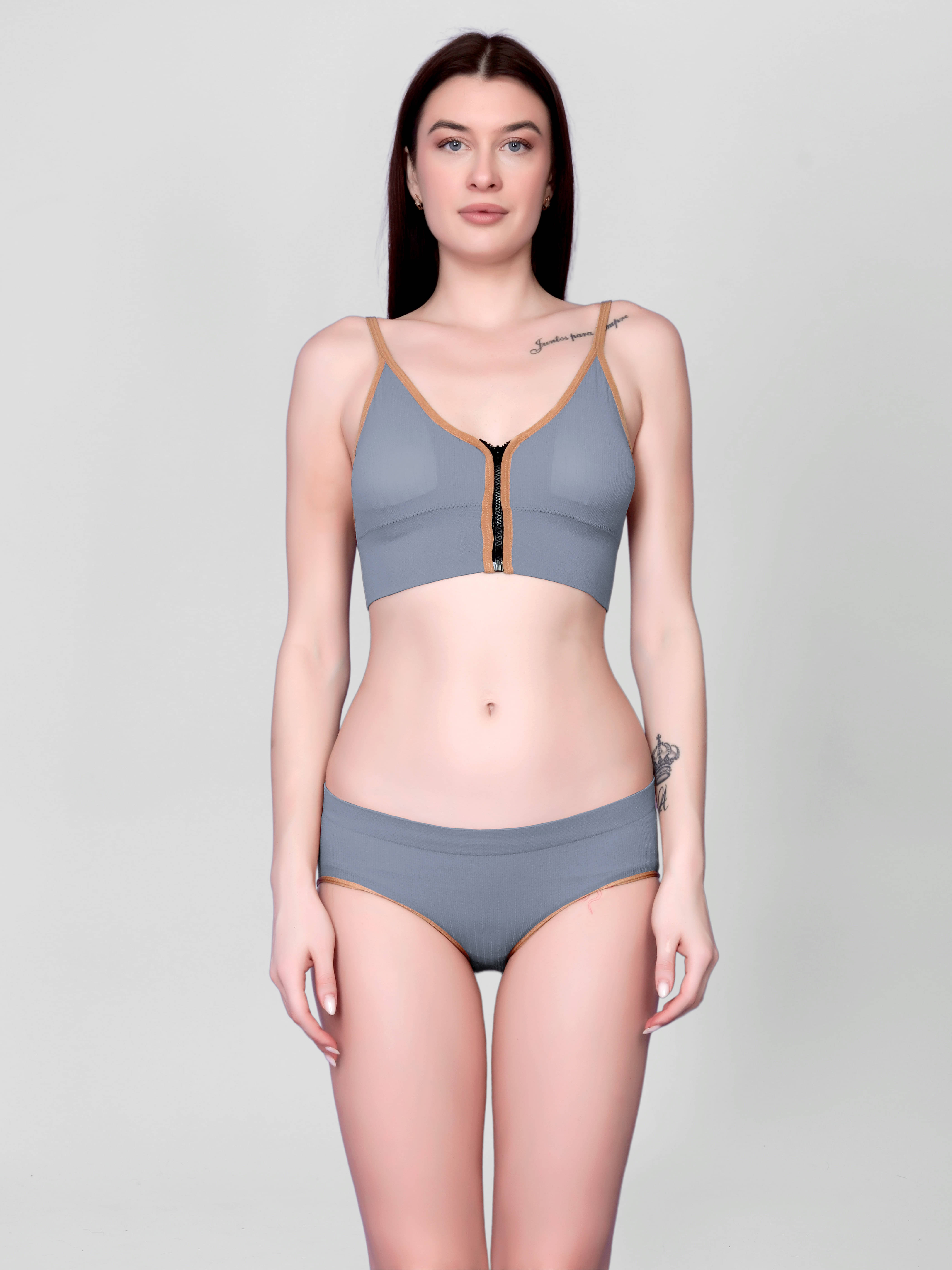     			Gopalvilla Nylon Lightly Padded Bra & Panty Set ( Blue , Pack of 1 )