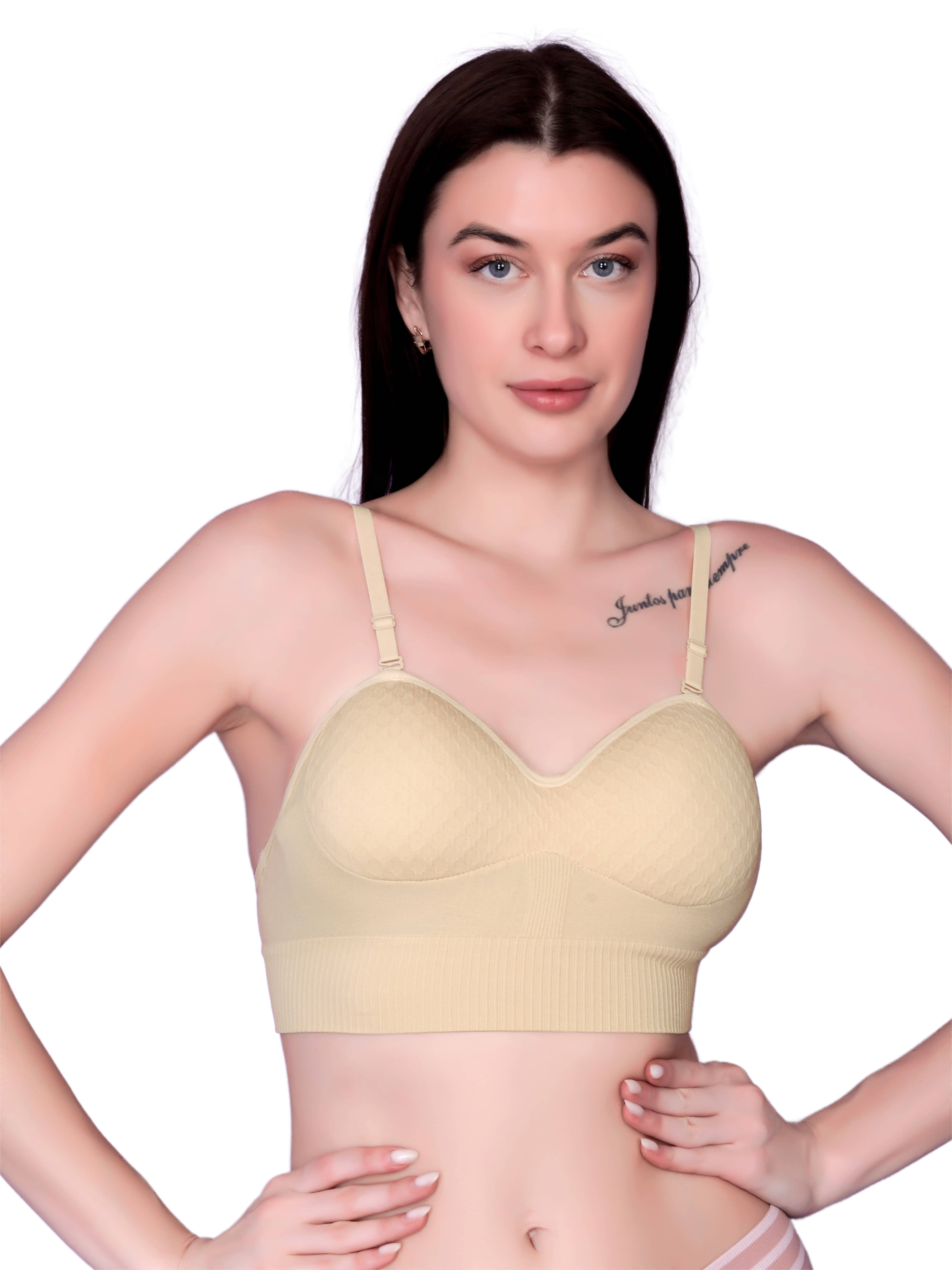     			Gopalvilla Pack of 1 Nylon Lightly Padded Bralette Bra For Women ( Beige )