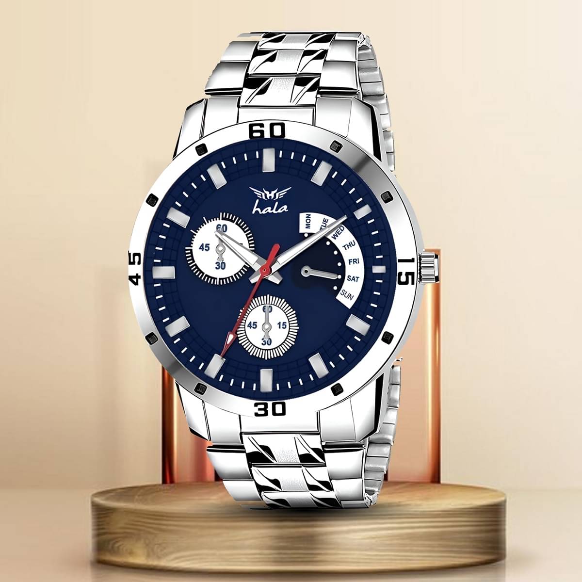     			Hala Silver Stainless Steel Analog Men's Watch