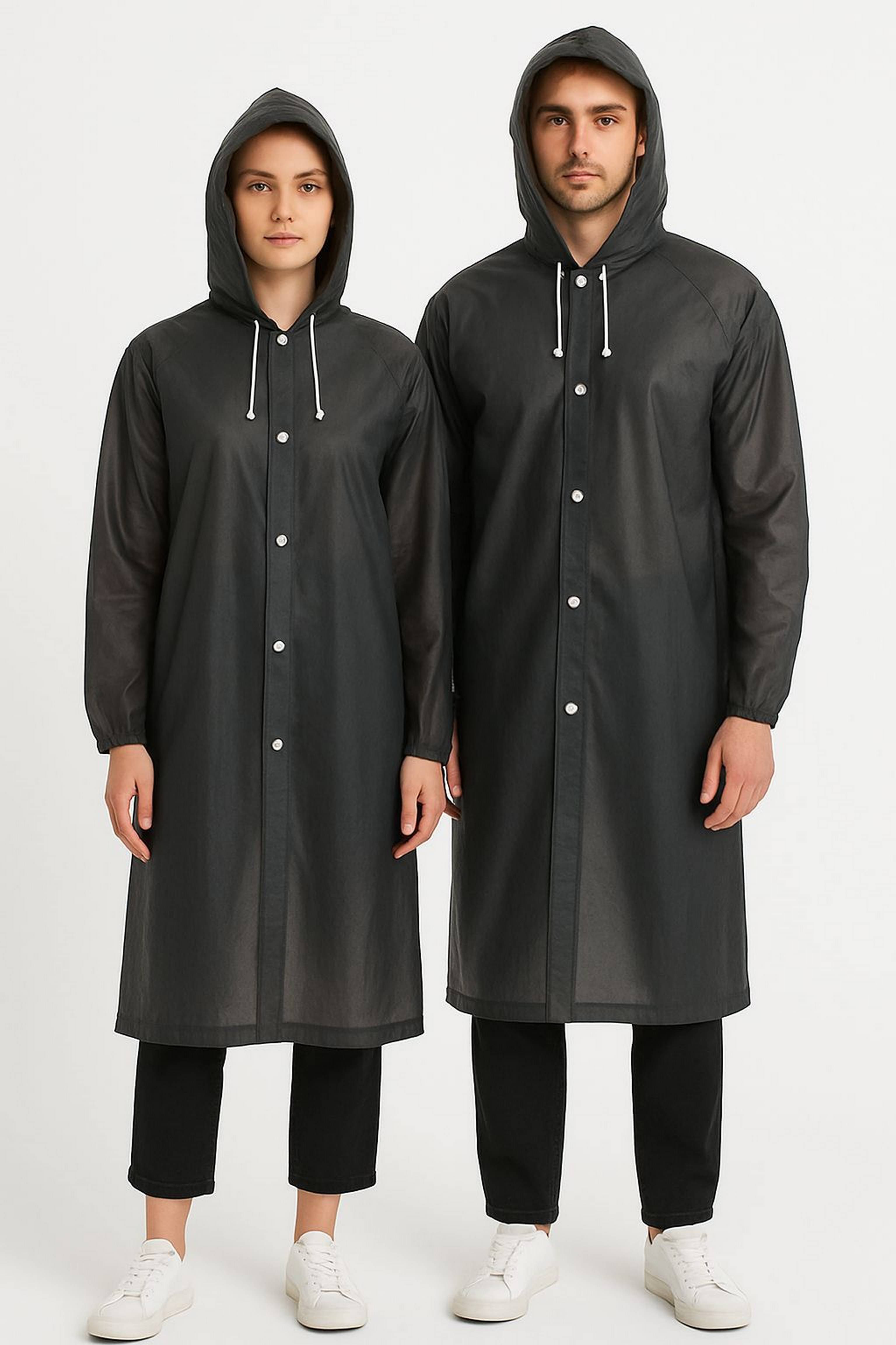     			Infispace Nylon Long Raincoat - Black