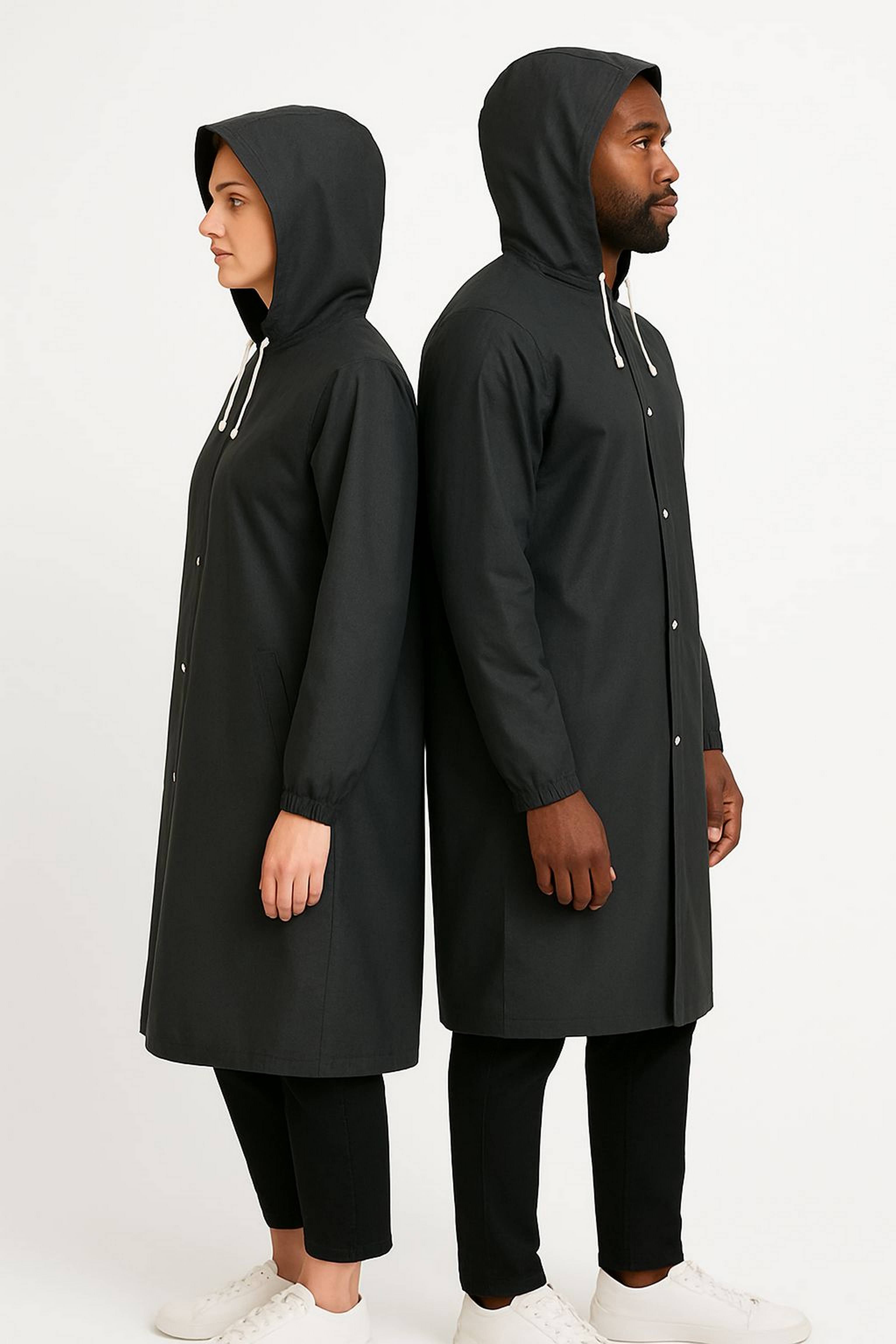     			Infispace Nylon Long Raincoat - Black