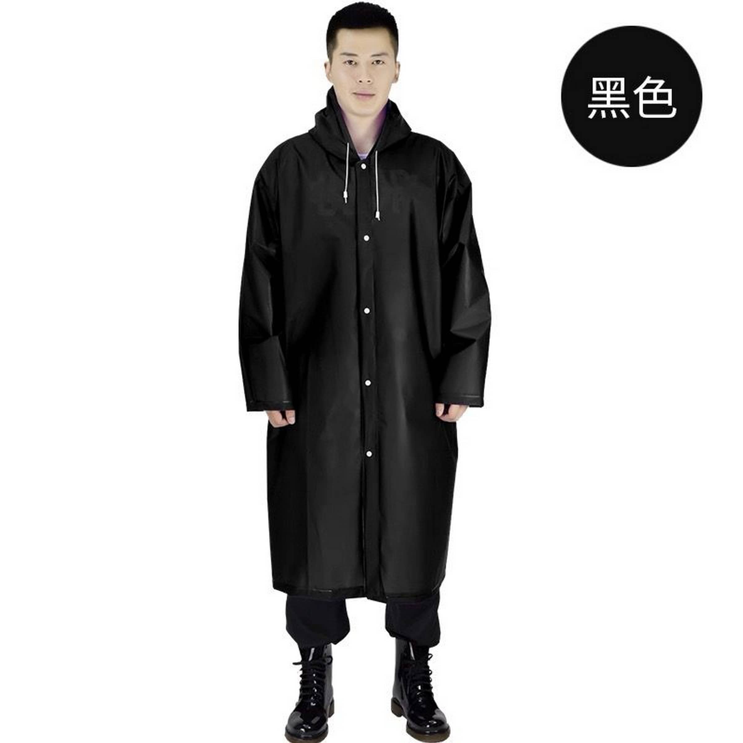 Infispace Nylon Long Raincoat - Black