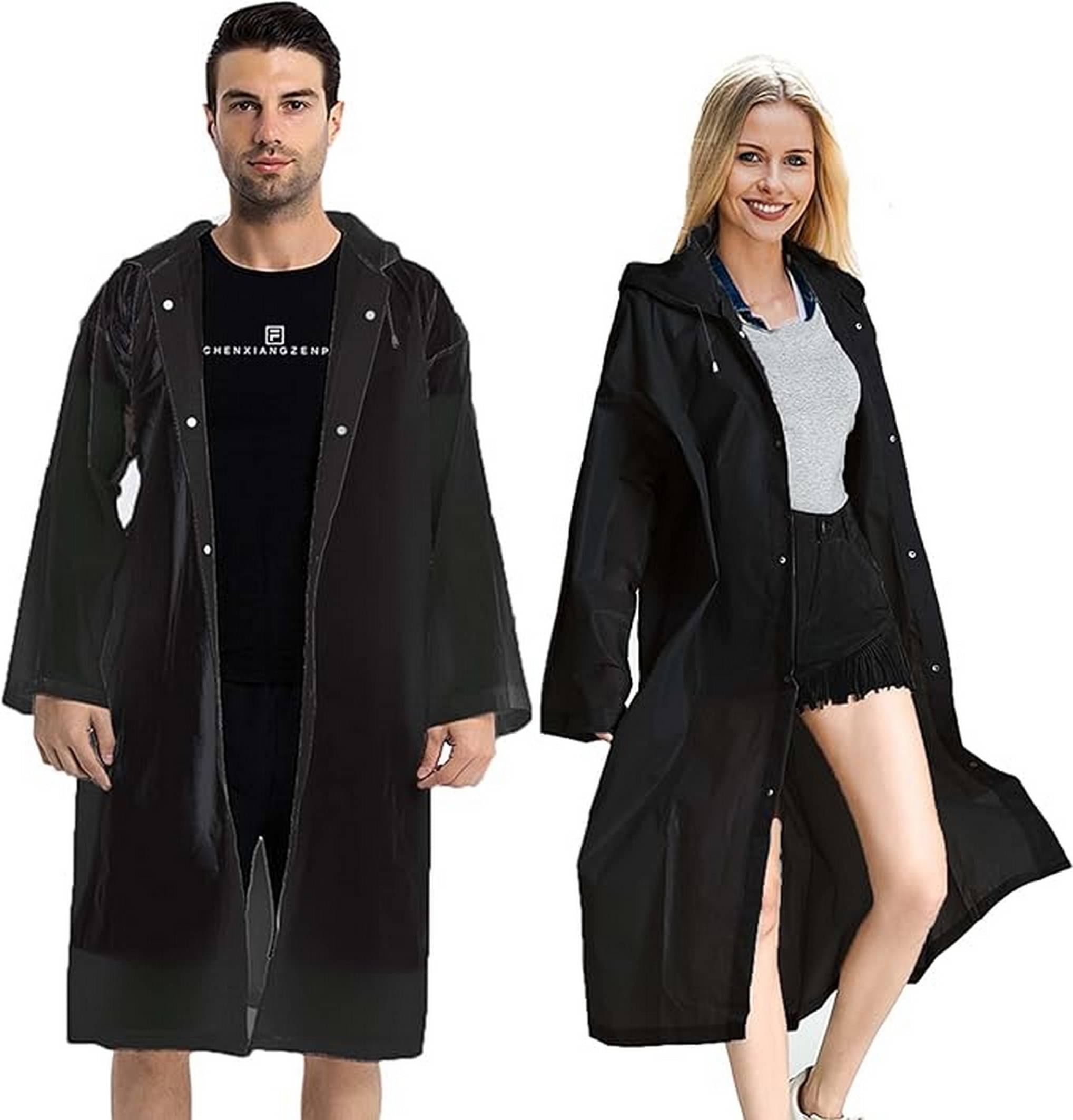     			Infispace Nylon Long Raincoat - Black