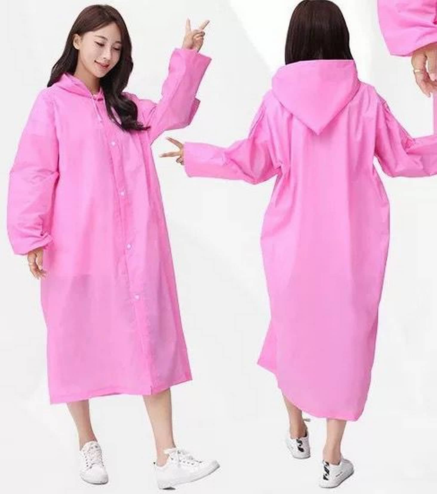 Infispace Nylon Long Raincoat - Pink