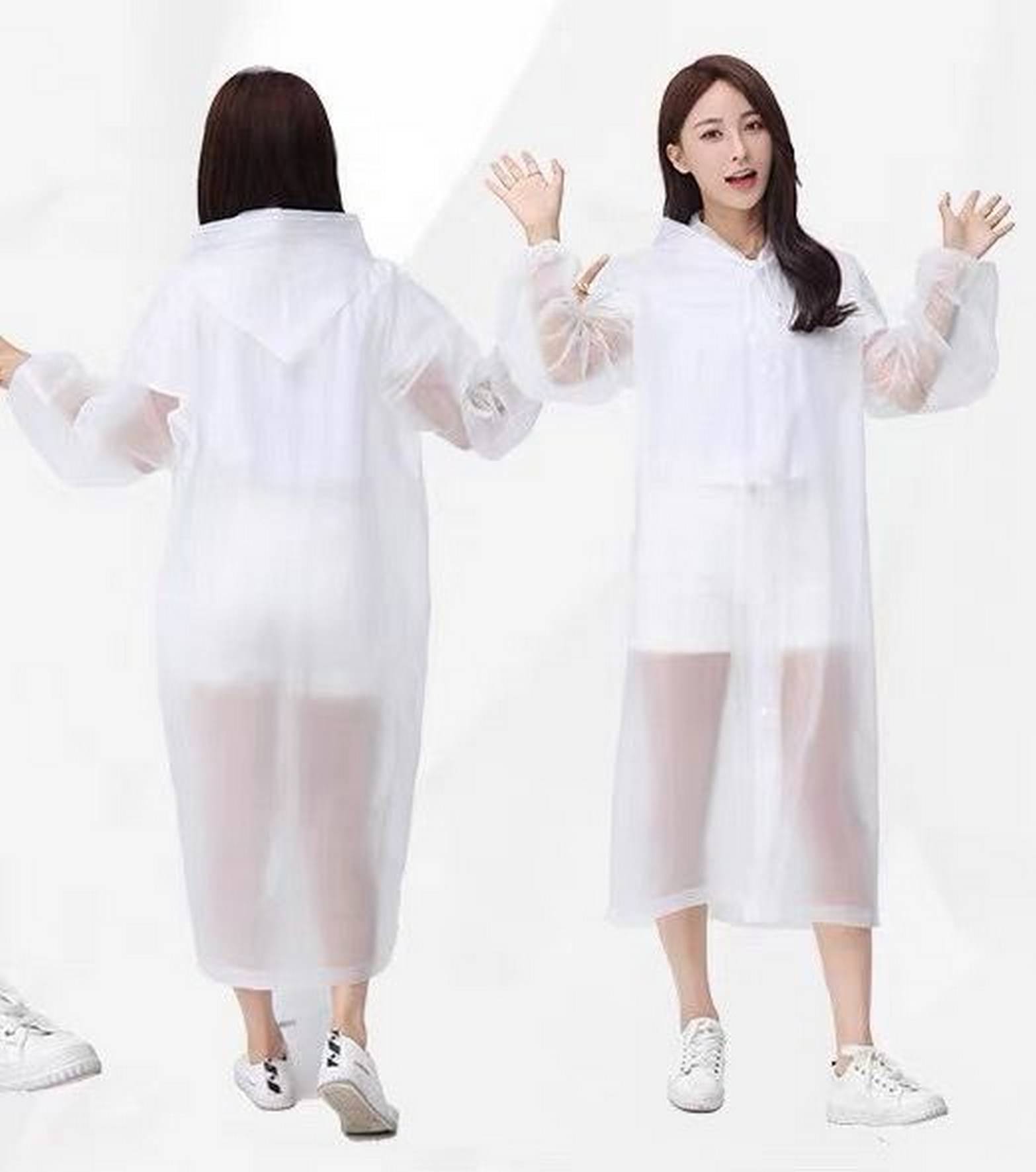 Infispace Nylon Long Raincoat - White Infispace Nylon Long Raincoat - White