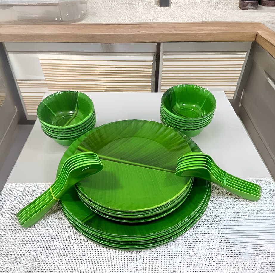     			Inpro Banana Leaf Printed Melamine Dinner Set ( Pack of 36 ) Green