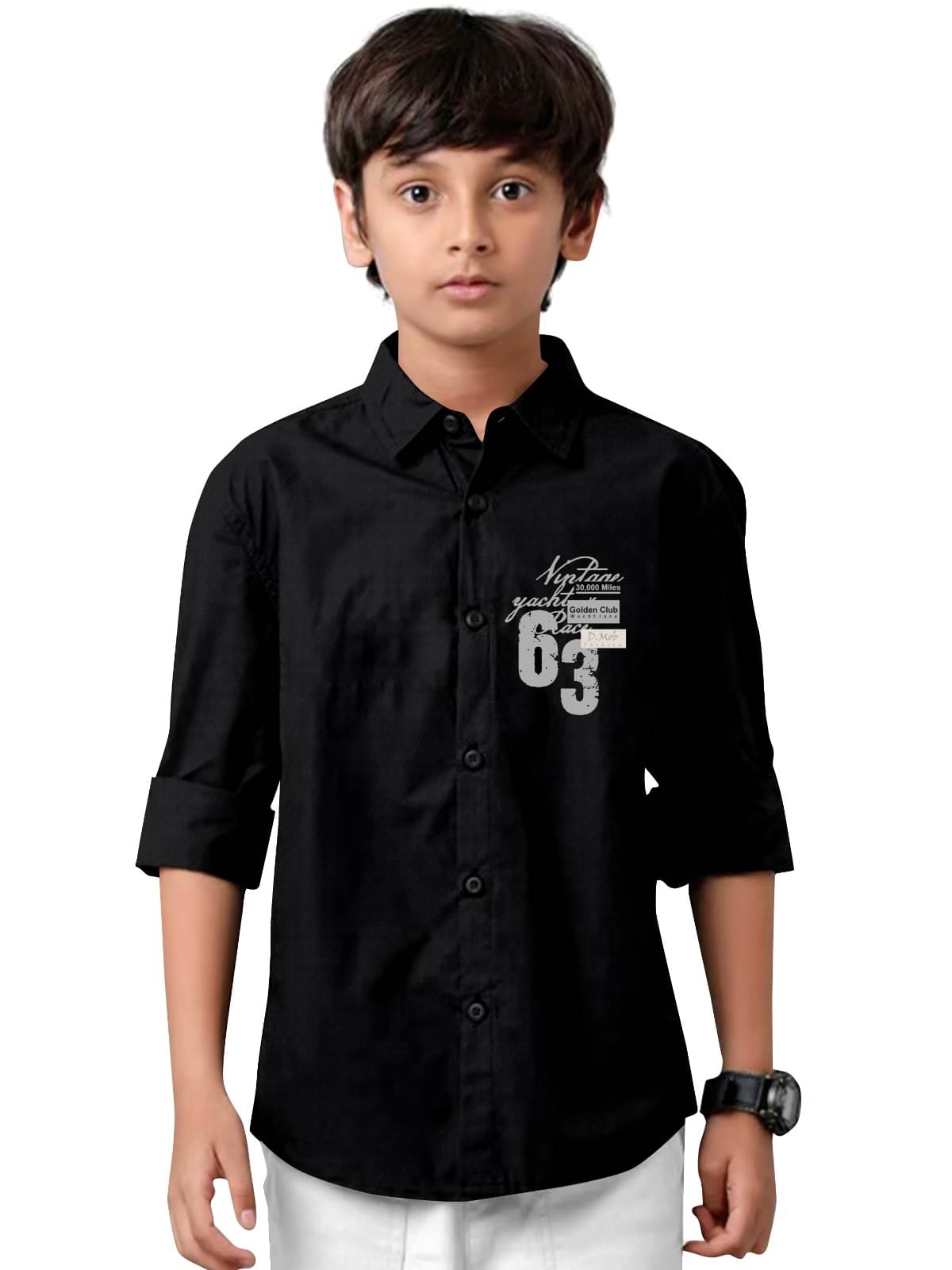 Jay Jagdamba suit house Pack of 1 Baby Boys Cotton Blend Full Sleeves Shirt ( Black ) Jay Jagdamba suit house Pack of 1 Baby Boys Cotton Blend Full Sleeves Shirt ( Black )