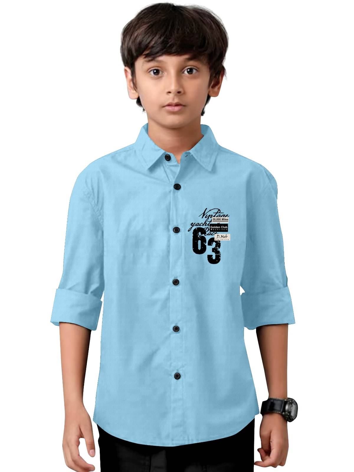 Jay Jagdamba suit house Pack of 1 Baby Boys Cotton Blend Full Sleeves Shirt ( Light Blue ) Jay Jagdamba suit house Pack of 1 Baby Boys Cotton Blend Full Sleeves Shirt ( Light Blue )
