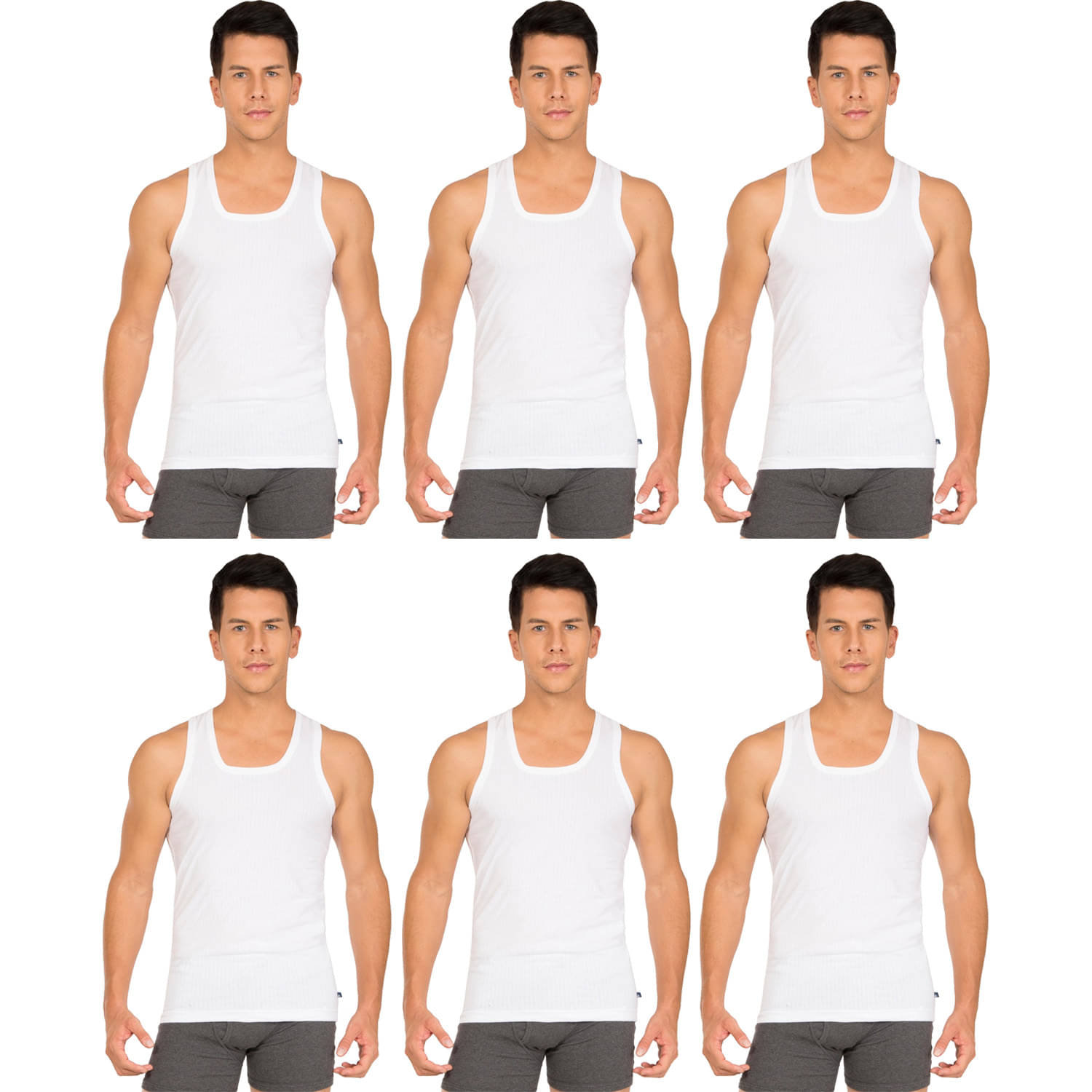 Jockey Pack of 6 Cotton Basic Vest For Men ( White ) Jockey Pack of 6 Cotton Basic Vest For Men ( White )