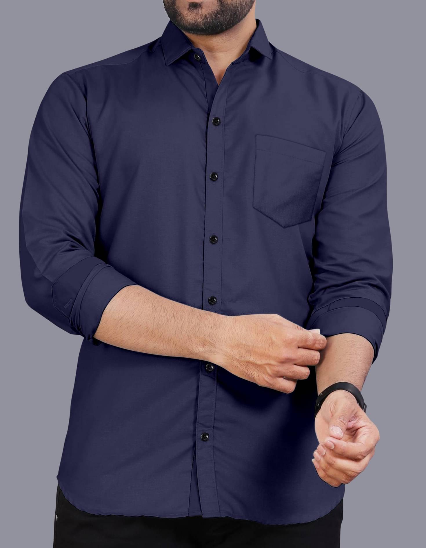     			LAXBON 100% Cotton Regular Fit Solids Full Sleeves Men's Casual Shirt - Navy Blue ( Pack of 1 )