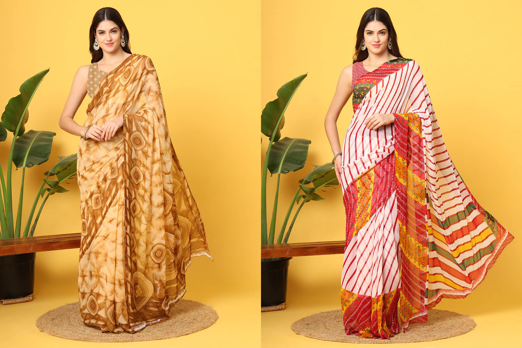     			LEELAVATI Chiffon Striped Regular Saree With Unstitched Blouse Piece ( Multicolor )