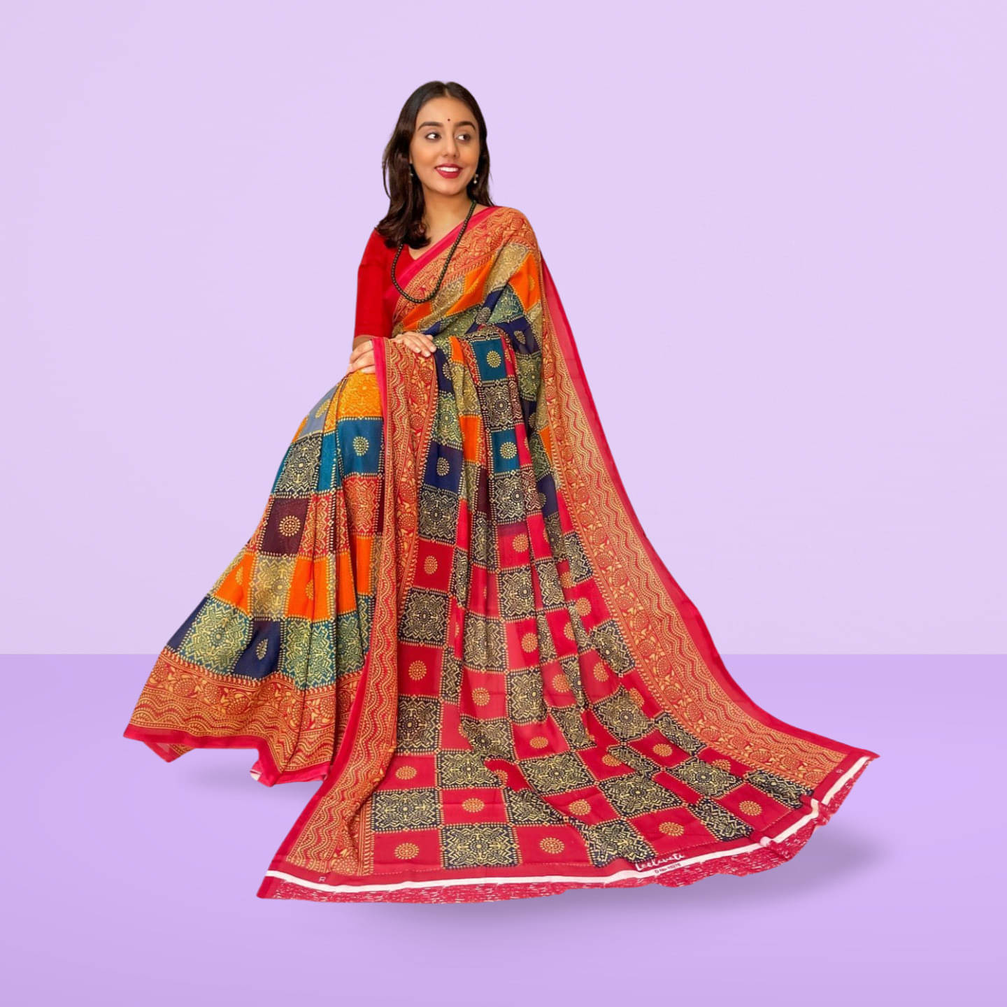 LEELAVATI Georgette Printed Regular Saree With Unstitched Blouse Piece ( Multicolor ) LEELAVATI Georgette Printed Regular Saree With Unstitched Blouse Piece ( Multicolor )