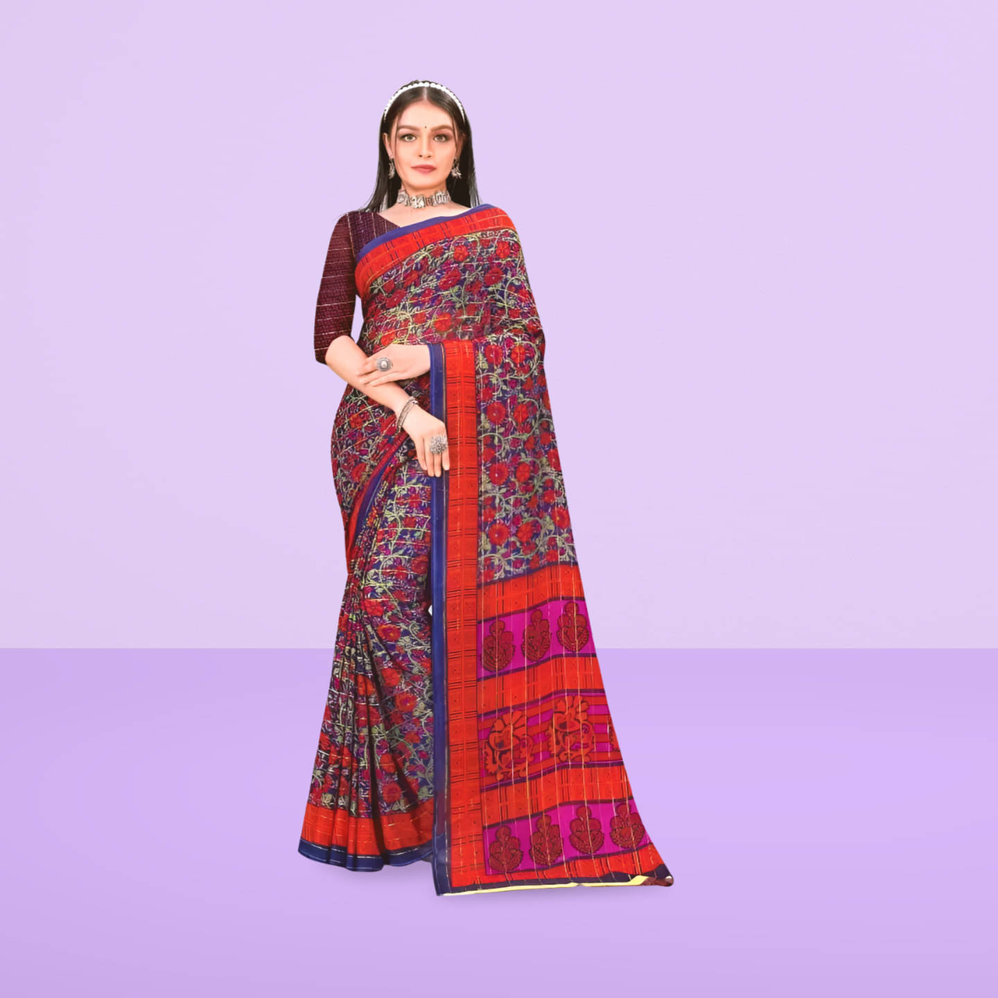 LEELAVATI Georgette Printed Regular Saree With Unstitched Blouse Piece ( Red ) LEELAVATI Georgette Printed Regular Saree With Unstitched Blouse Piece ( Red )