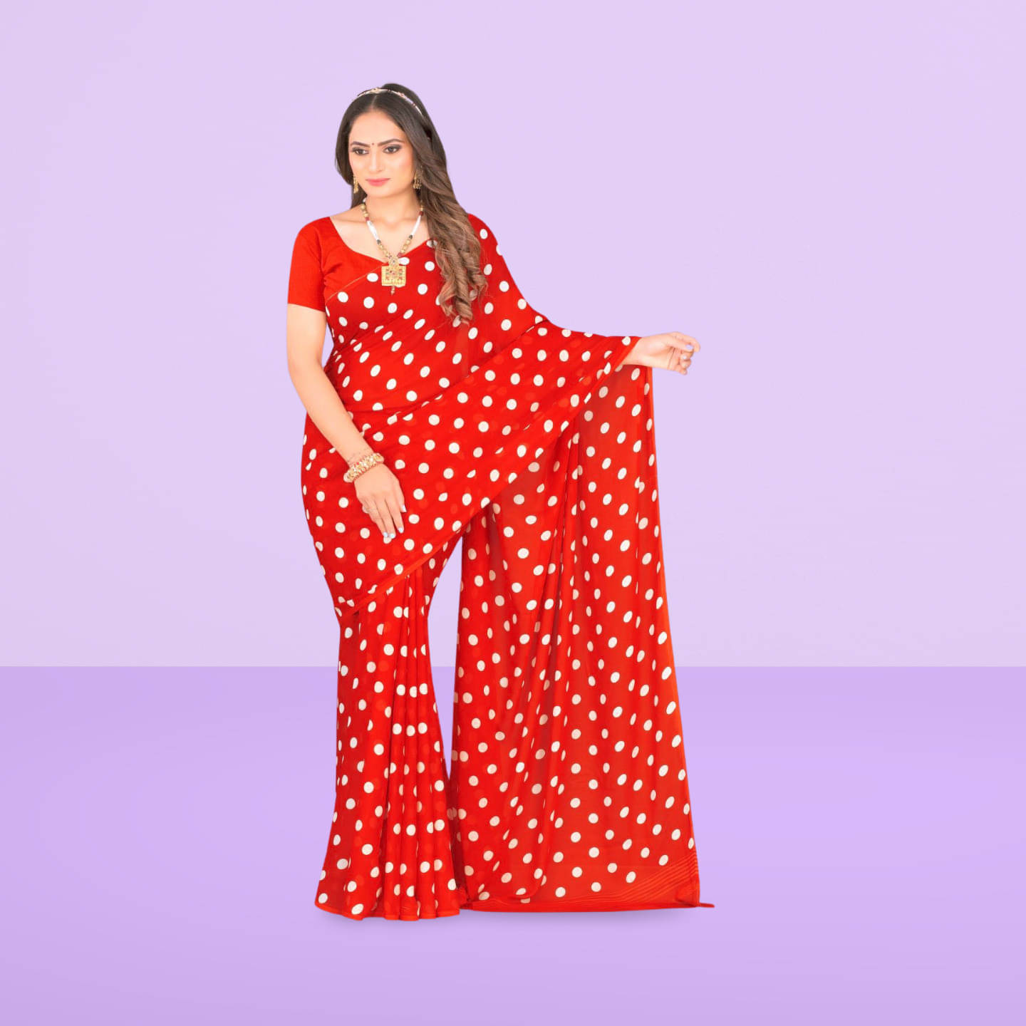 LEELAVATI Georgette Printed Regular Saree With Unstitched Blouse Piece ( Red ) LEELAVATI Georgette Printed Regular Saree With Unstitched Blouse Piece ( Red )