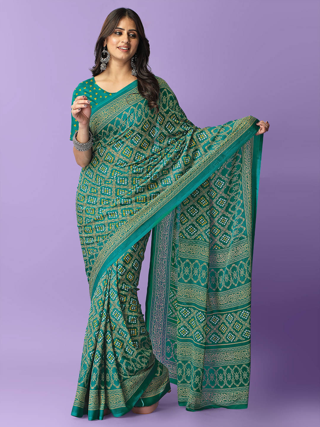LEELAVATI Georgette Printed Regular Saree With Unstitched Blouse Piece ( Light Green ) LEELAVATI Georgette Printed Regular Saree With Unstitched Blouse Piece ( Light Green )
