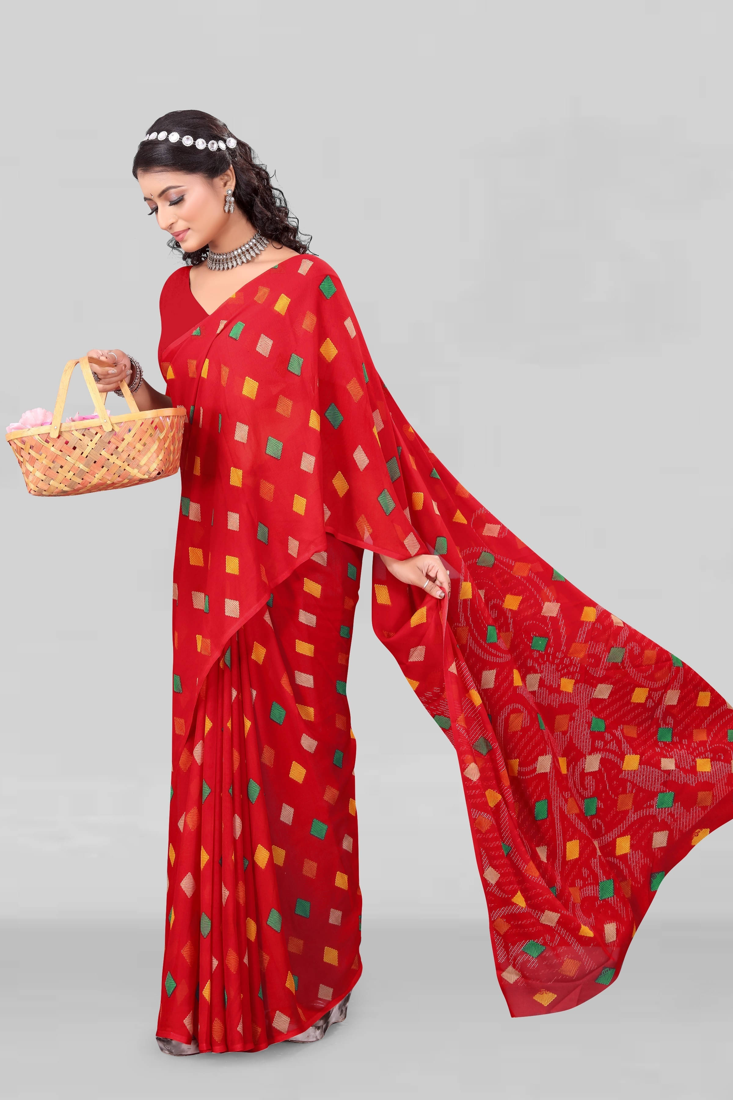     			LEELAVATI Georgette Printed Regular Saree With Unstitched Blouse Piece ( Black )