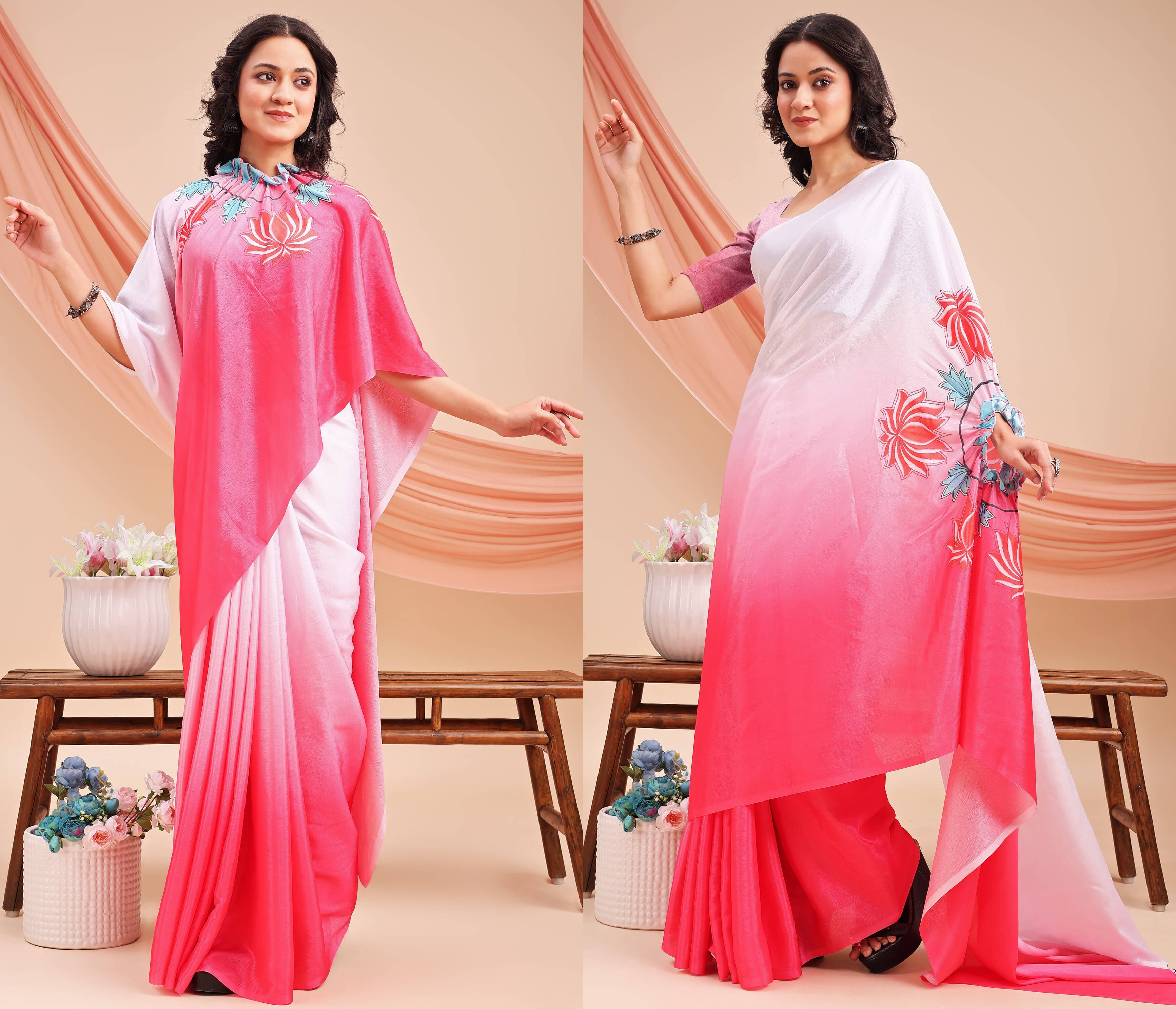 LEELAVATI Silk Blend Printed Regular Saree With Unstitched Blouse Piece ( Orange ) LEELAVATI Silk Blend Printed Regular Saree With Unstitched Blouse Piece ( Orange )
