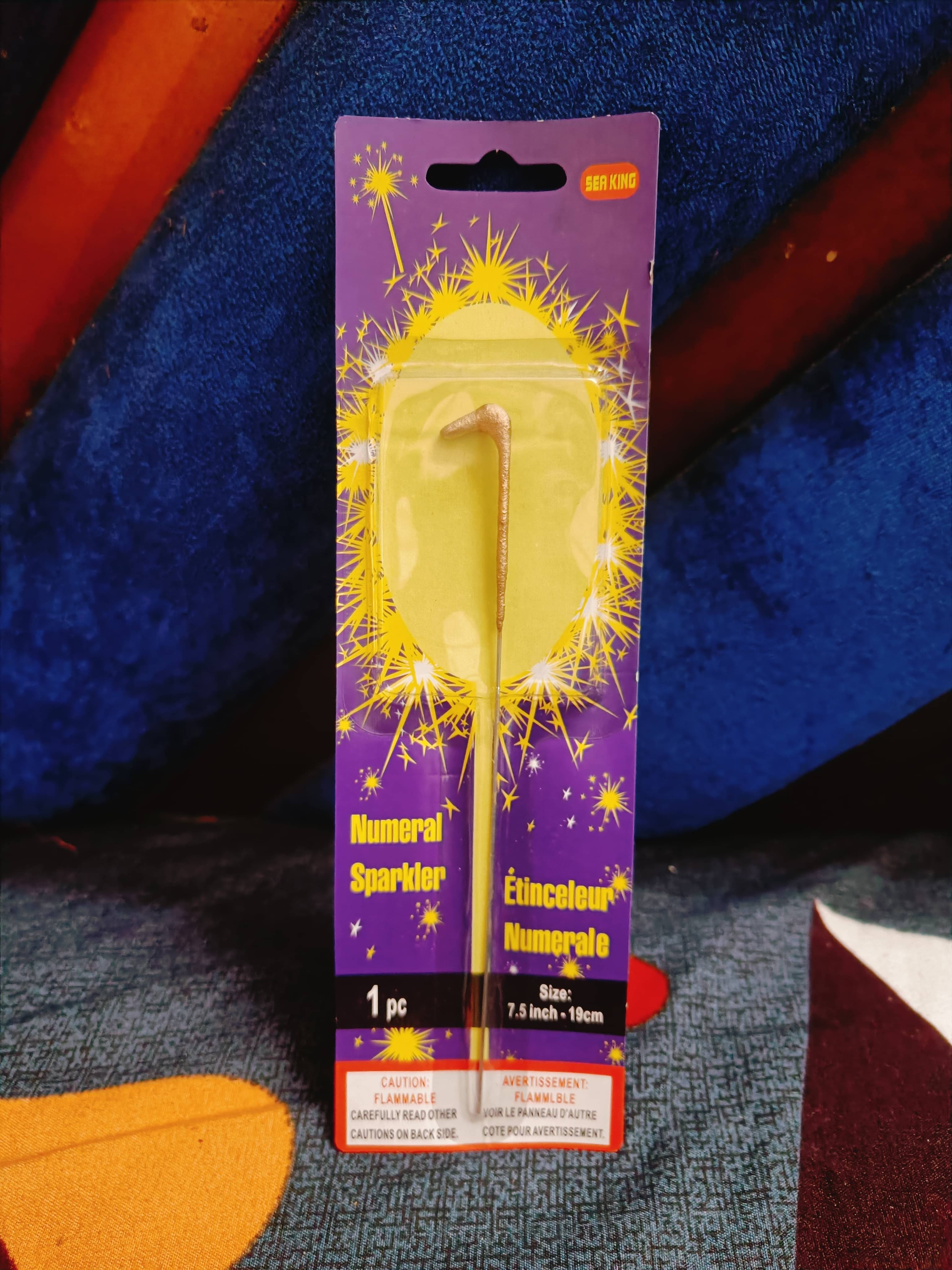     			Numerical  Sparkal Candle “1” –  Gold Cake Topper, 7.5 Inch Firework Candle for Birthday Cake Topper