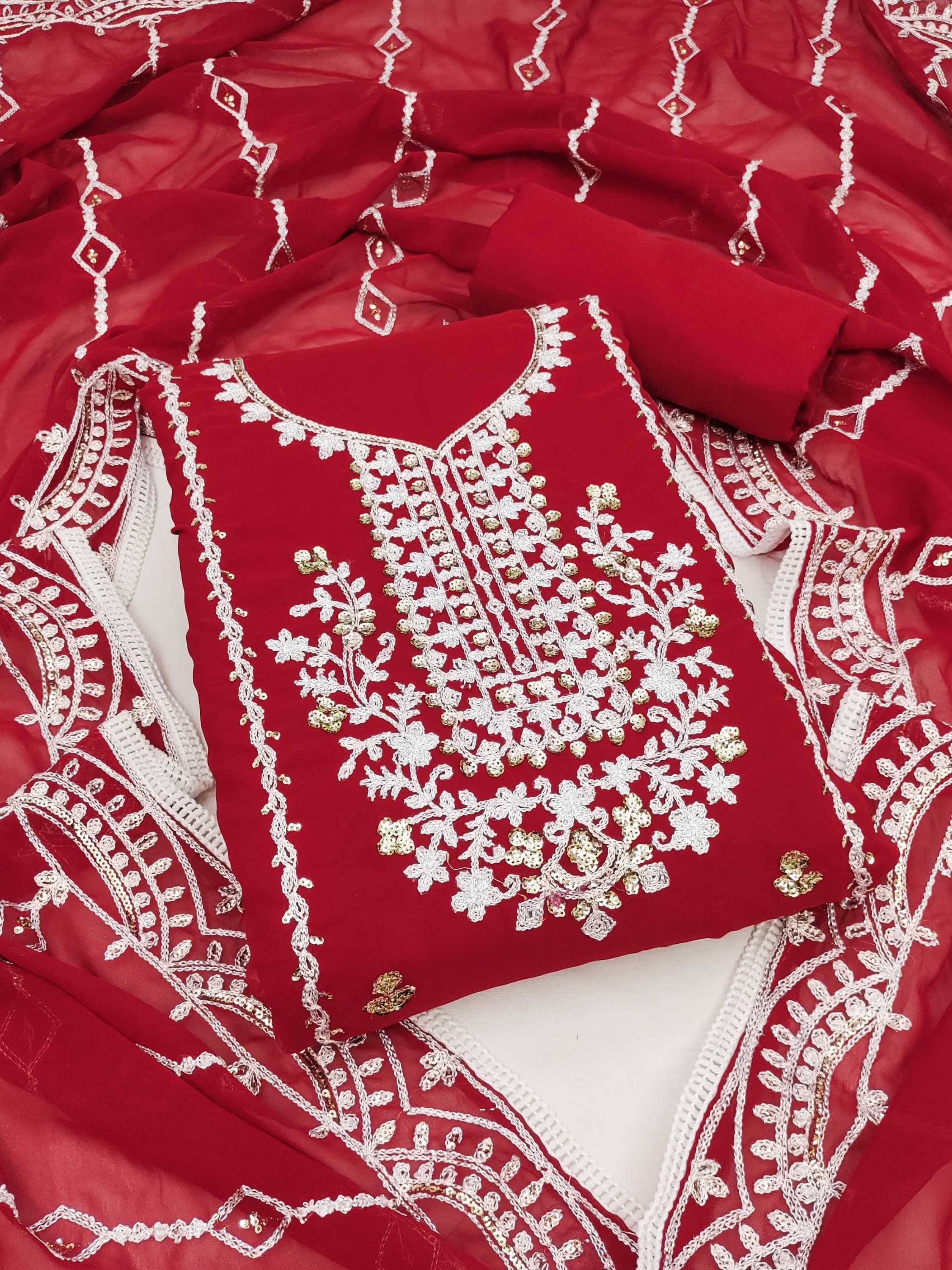     			Panbai sarees Women Georgette Unstitched Dress Material ( Red )