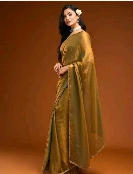     			Panchtatva Chiffon Self Design Regular Saree With Unstitched Blouse Piece ( Gold )