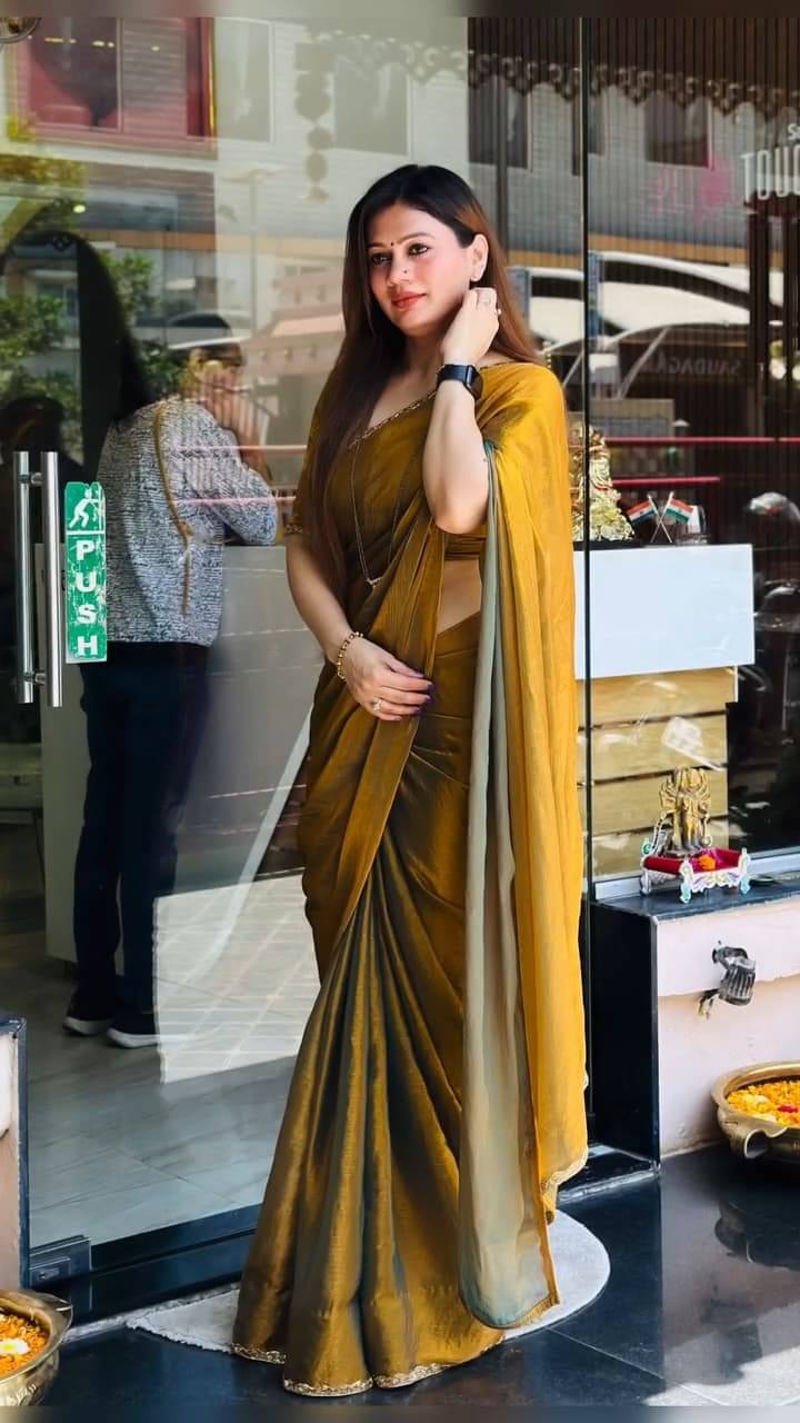     			Panchtatva Chiffon Self Design Regular Saree With Unstitched Blouse Piece ( Gold )