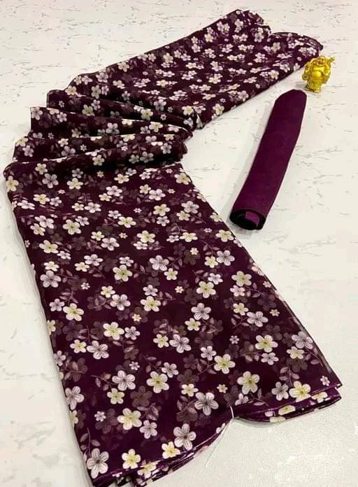     			Panchtatva Georgette Printed Regular Saree With Unstitched Blouse Piece ( Multicolor )