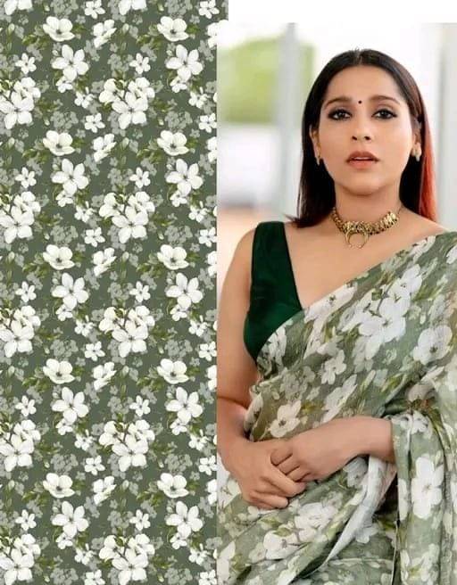 Panchtatva Georgette Printed Regular Saree With Unstitched Blouse Piece ( Green ) Panchtatva Georgette Printed Regular Saree With Unstitched Blouse Piece ( Green )