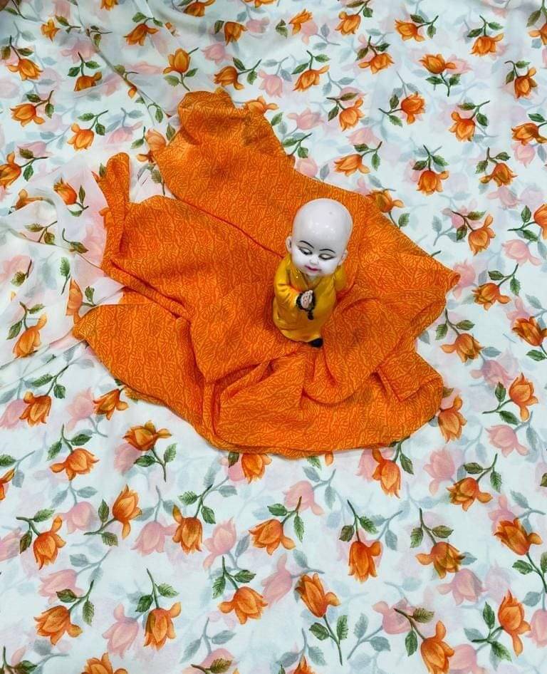     			Panchtatva Georgette Printed Regular Saree With Unstitched Blouse Piece ( Orange )