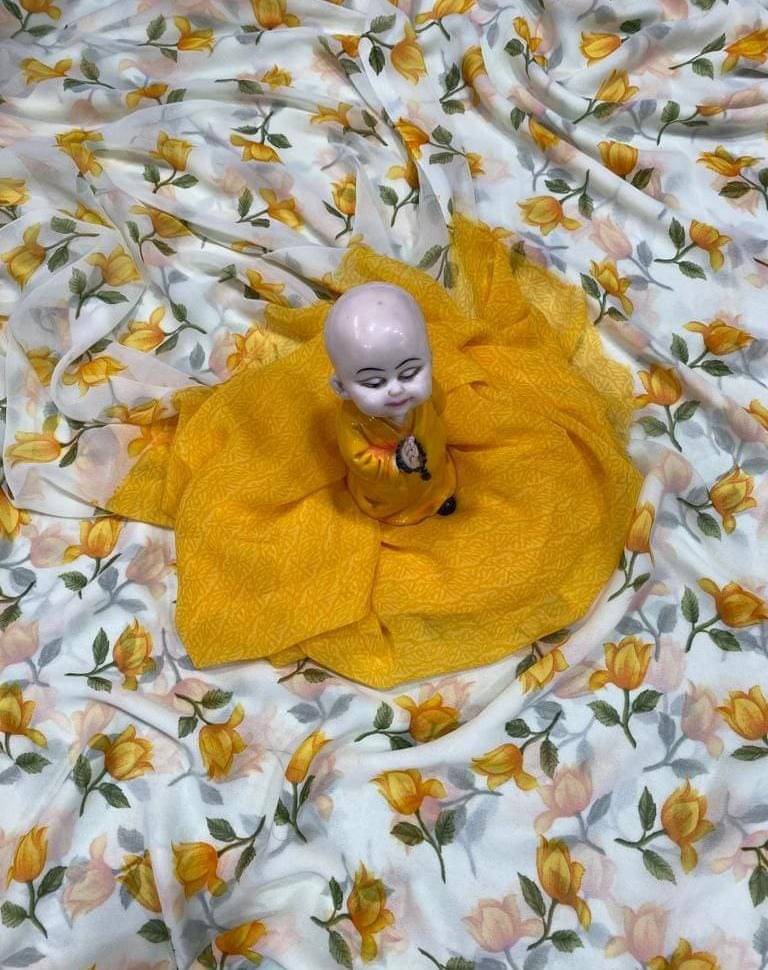 Panchtatva Georgette Printed Regular Saree With Unstitched Blouse Piece ( Yellow ) Panchtatva Georgette Printed Regular Saree With Unstitched Blouse Piece ( Yellow )