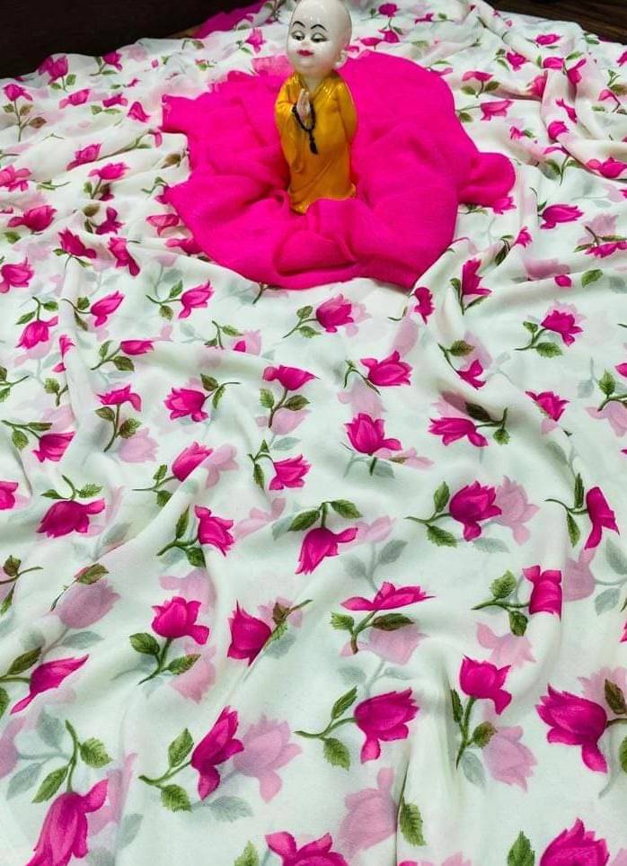 Panchtatva Georgette Printed Regular Saree With Unstitched Blouse Piece ( Pink ) Panchtatva Georgette Printed Regular Saree With Unstitched Blouse Piece ( Pink )