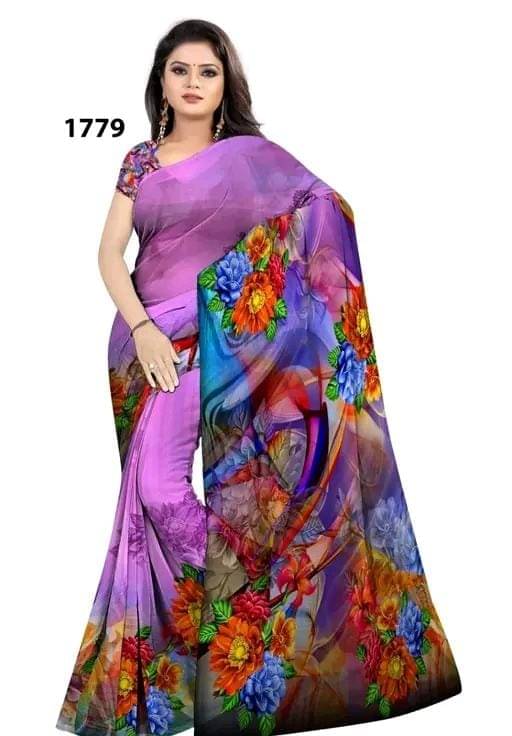     			Panchtatva Georgette Self Design Regular Saree With Unstitched Blouse Piece ( Multicolor )
