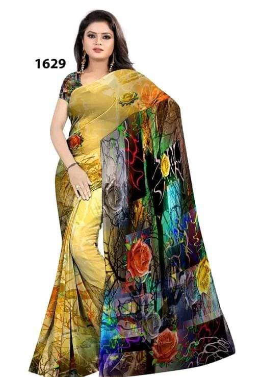     			Panchtatva Georgette Self Design Regular Saree With Unstitched Blouse Piece ( Multicolor )
