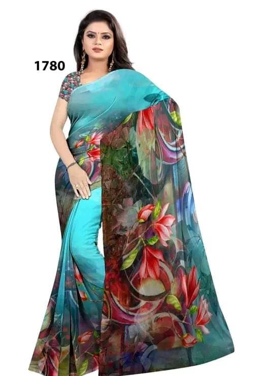 Panchtatva Georgette Self Design Regular Saree With Unstitched Blouse Piece ( Multicolor ) Panchtatva Georgette Self Design Regular Saree With Unstitched Blouse Piece ( Multicolor )
