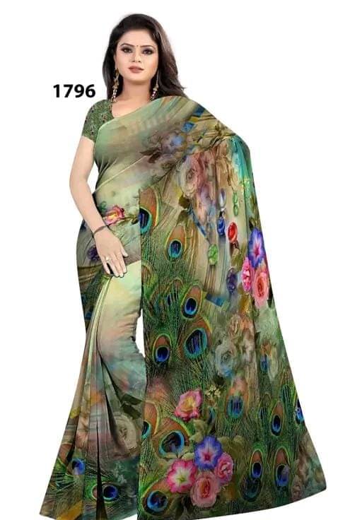     			Panchtatva Georgette Self Design Regular Saree With Unstitched Blouse Piece ( Multicolor )