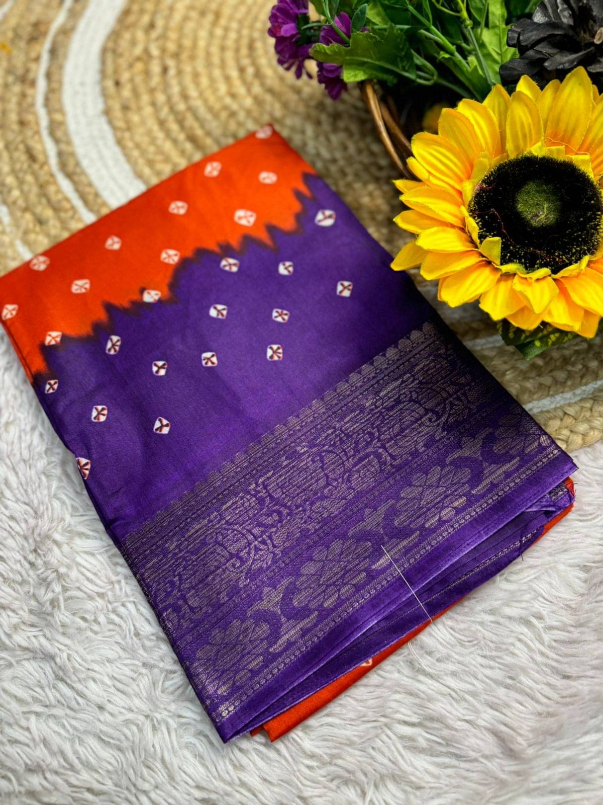 Panchtatva Silk Printed Bandhani Sarees With Unstitched Blouse Piece ( Navy Blue ) Panchtatva Silk Printed Bandhani Sarees With Unstitched Blouse Piece ( Navy Blue )