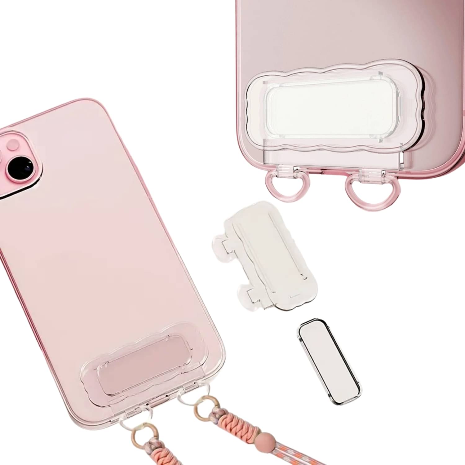 Phone Lanyard Patch, Universal Phone Tether, Phone Tether Tab with Double Side Ring Compatible Cellphone Pad Phone Lanyard Patch, Universal Phone Tether, Phone Tether Tab with Double Side Ring Compatible Cellphone Pad