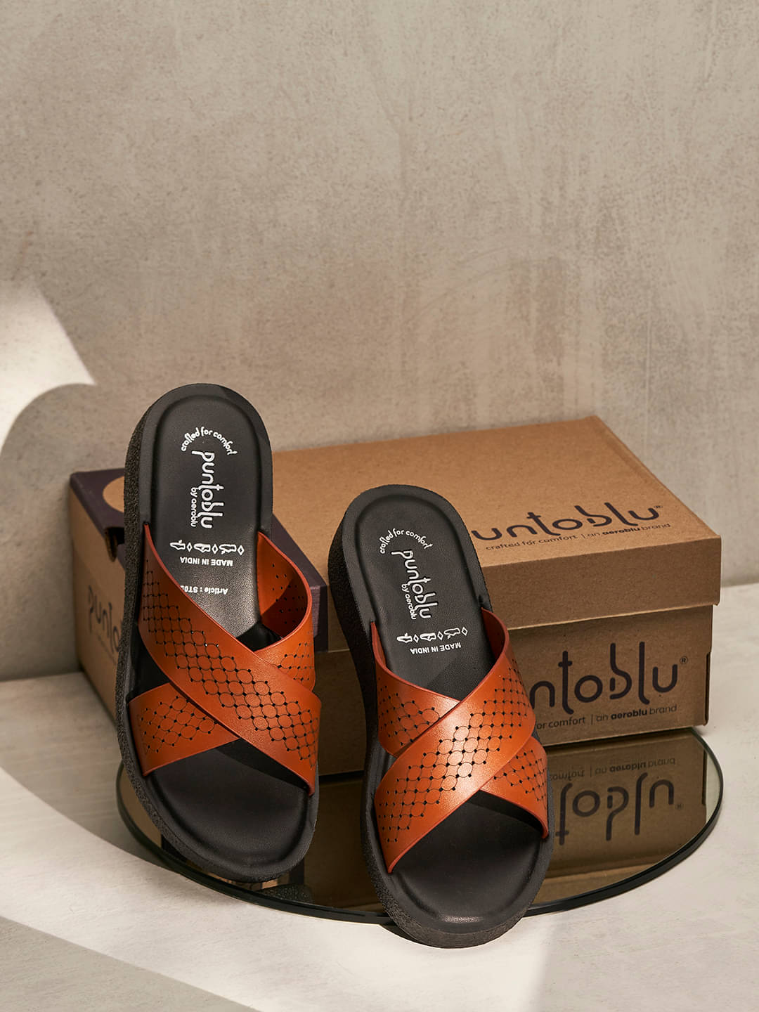     			Puntoblu Tan Women's Flats