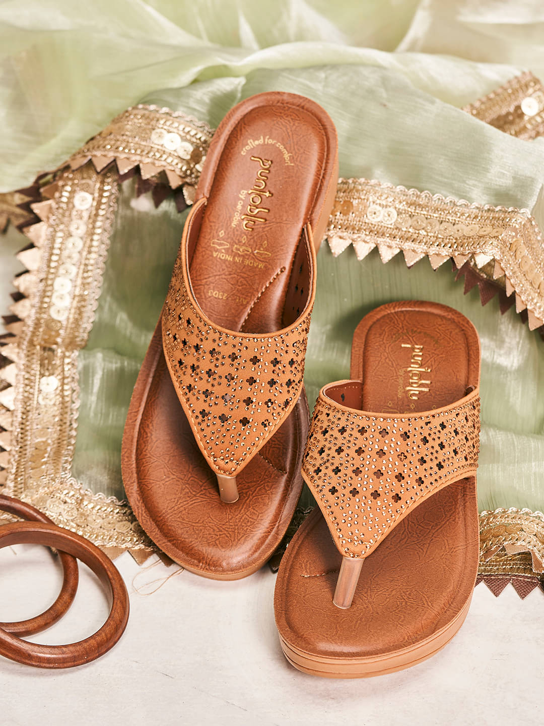     			Puntoblu Tan Women's Flats
